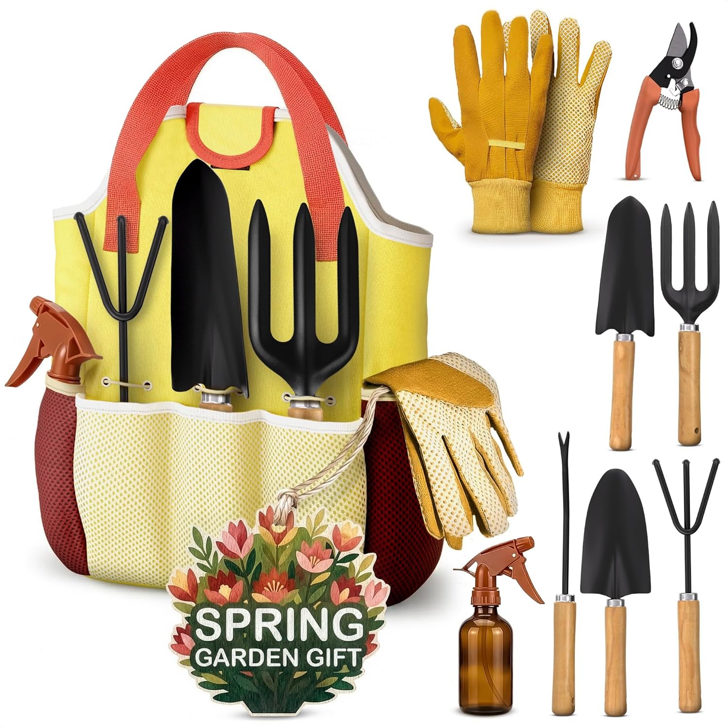 Gardening Tool Set 9 Piece Mini Garden Tool Kit for Women Gifts with Bag