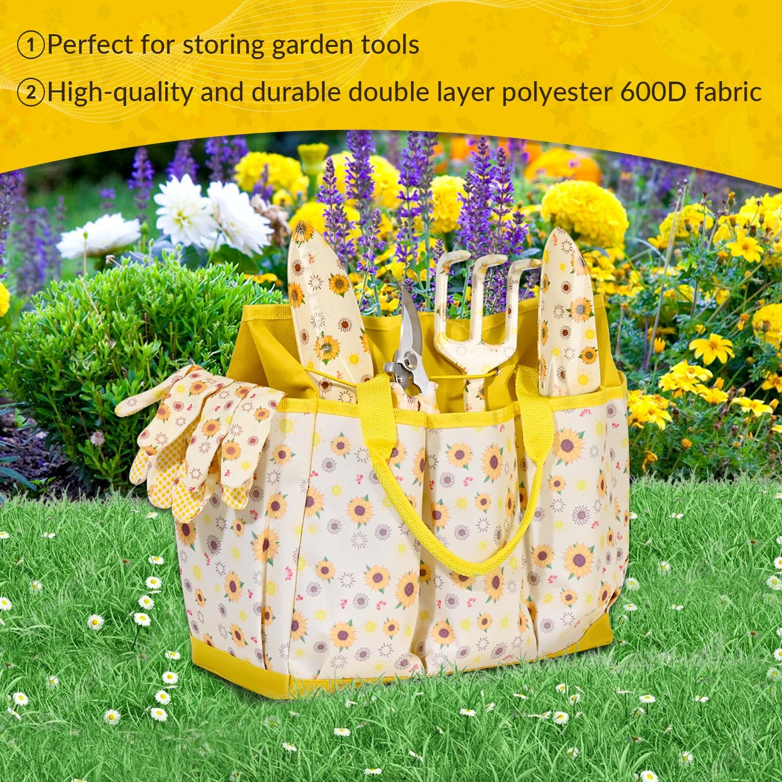 “9-Piece Sunflower Garden Tool Set with Bag – Perfect Gifts for Gardeners”
