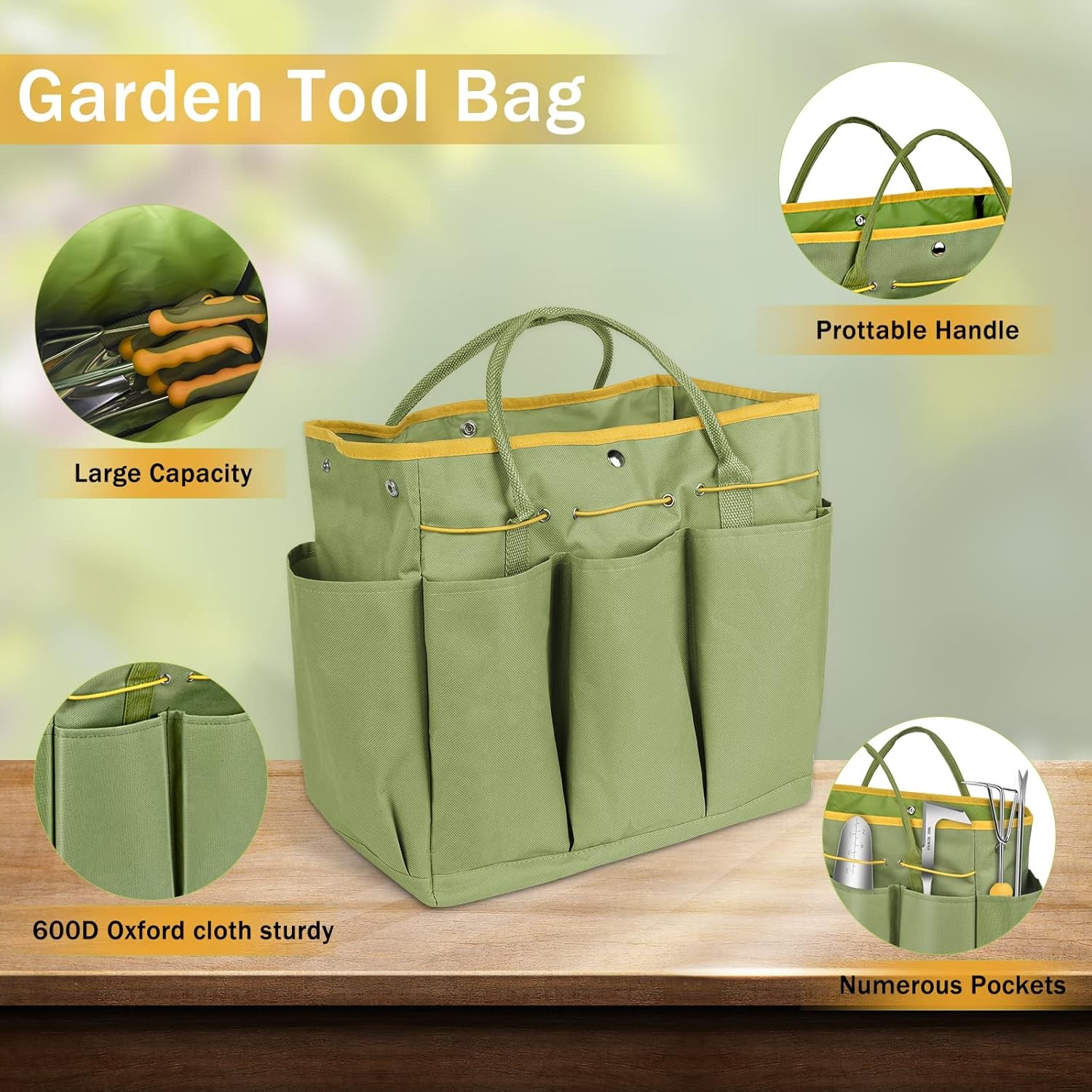 9Pcs Garden Tool Set Stainless Steel Heavy Duty Gardening Gifts with Tote Bag