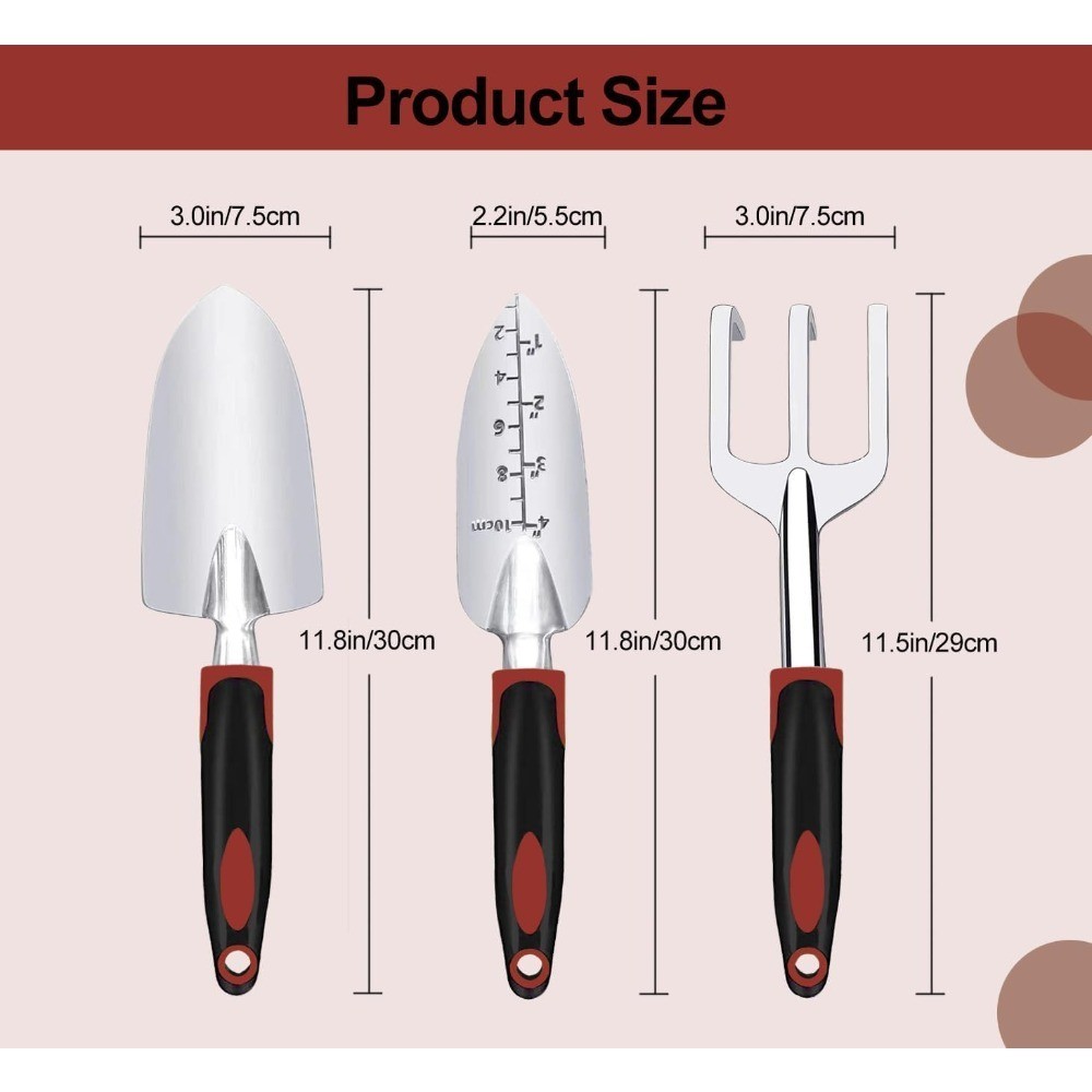 Garden Tool Set, 3 Piece Gardening Tools Includes Garden Trowel, Transplant