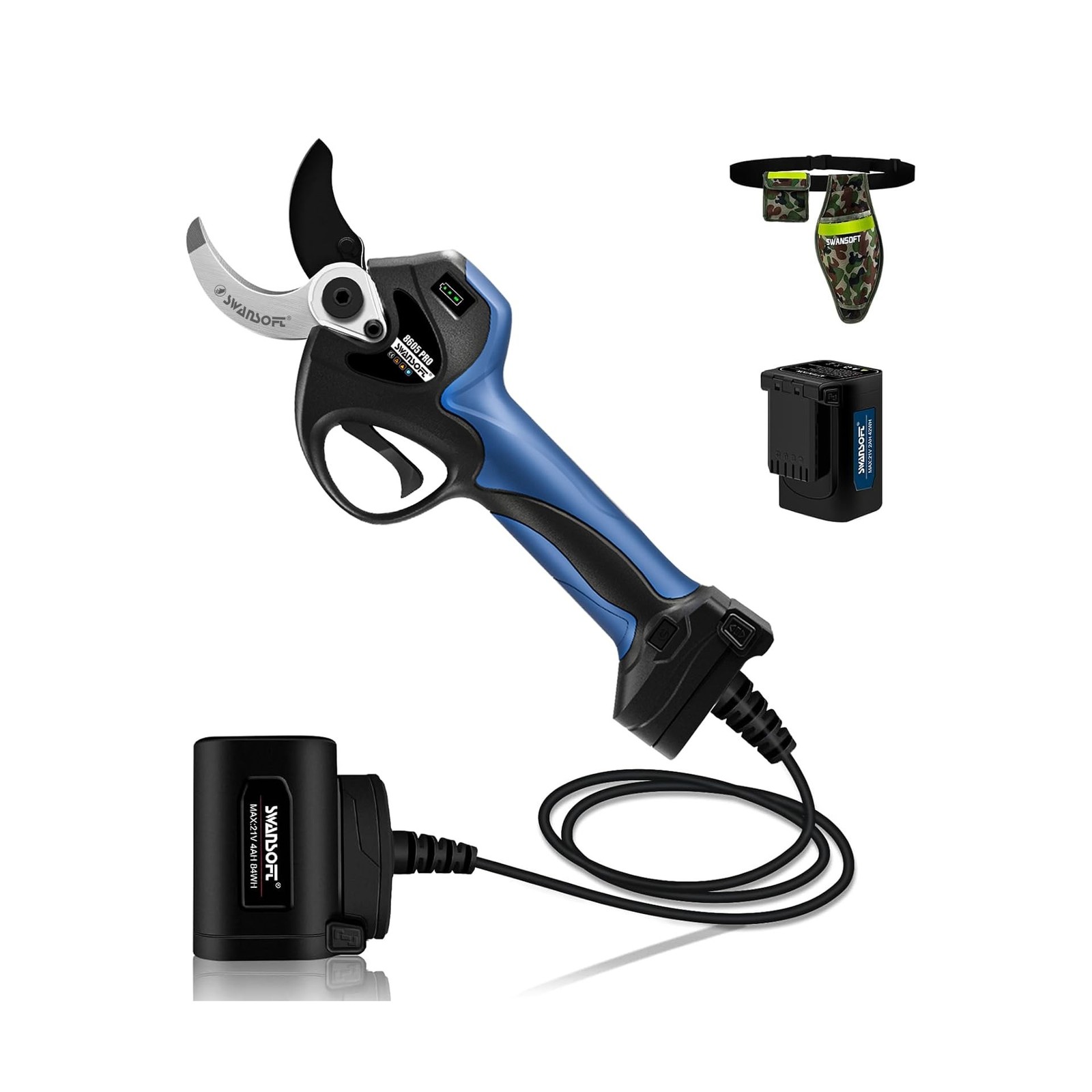 SWANSOFT Electric Pruning Shears, 1.57 inch Cutting Diameter Cordless Electri…