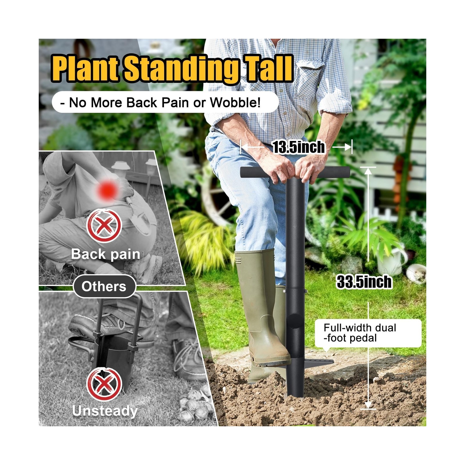 Bulb Planter & Sod Plugger – 34″ Long Handle Grass Plugger Tool… FAST USA SHIP