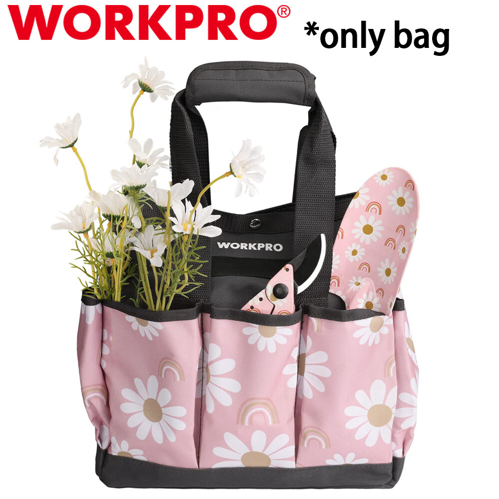 WORKPRO Garden Tool Bag Holder 9Pocket Heavy Duty Oxford Garden Tool Storage Bag