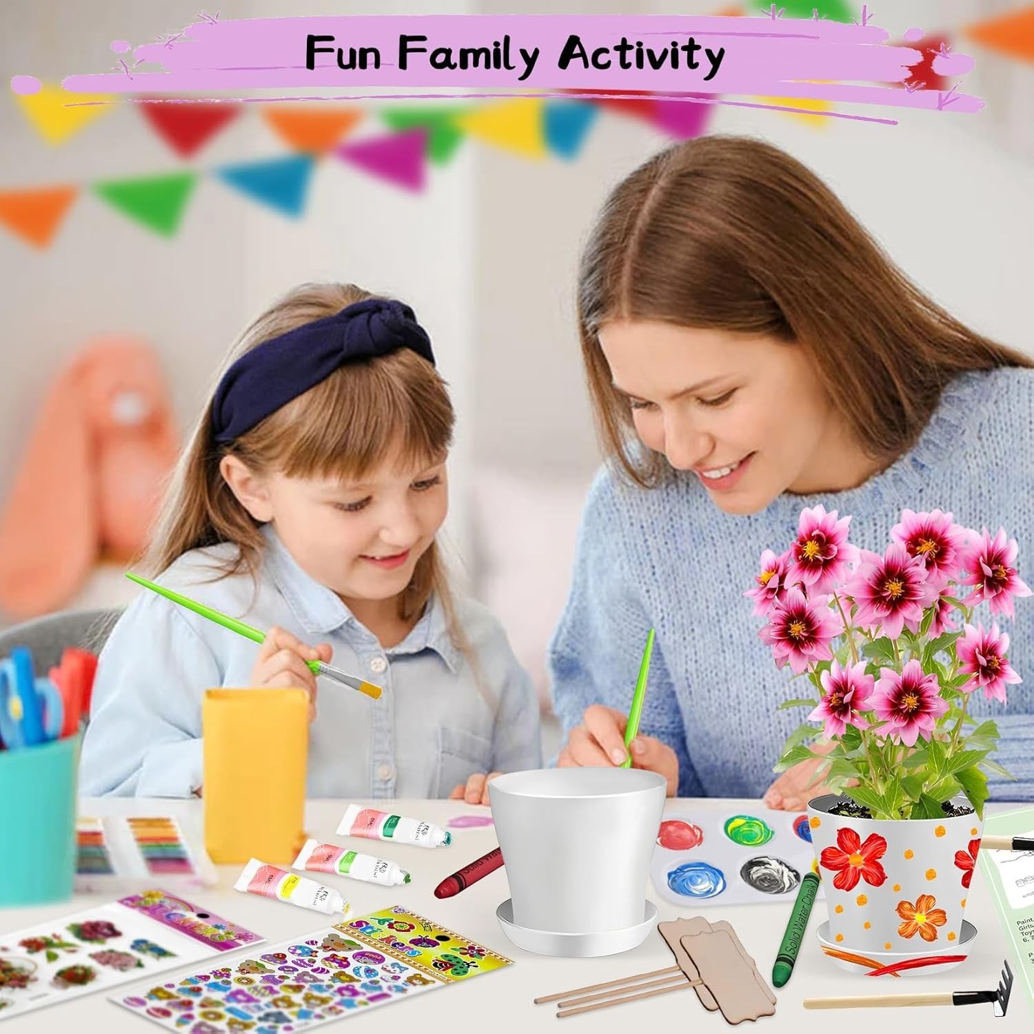 Delightful DIY Flower Pot Painting Kit for Kids – Complete Gardening Experience