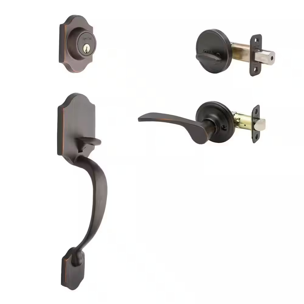 Soft Contemporary Tuscan Bronze Door Handleset with Right Hand Scandinavian Hand