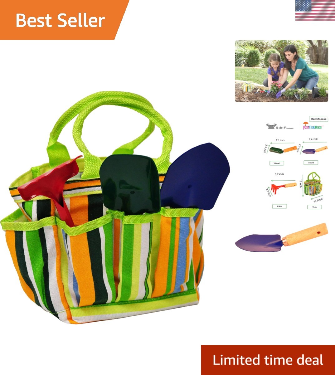 Perfect Gift: G & F Kids Garden Tools Set with Tote Bag in Assorted Colors
