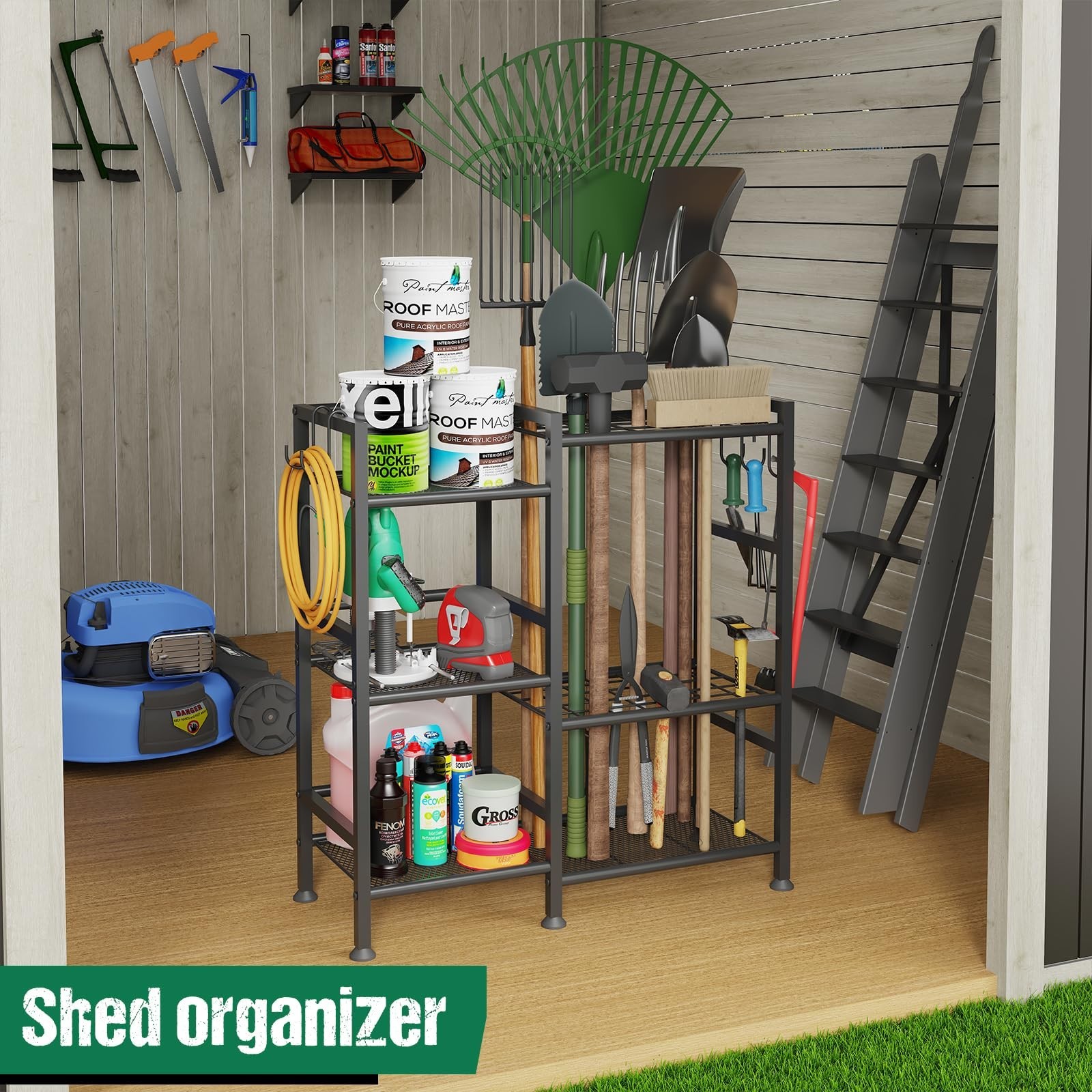 keomaisyto Garden Tool Organizer for Garage Organization, 3 Tier Yard Tool St…
