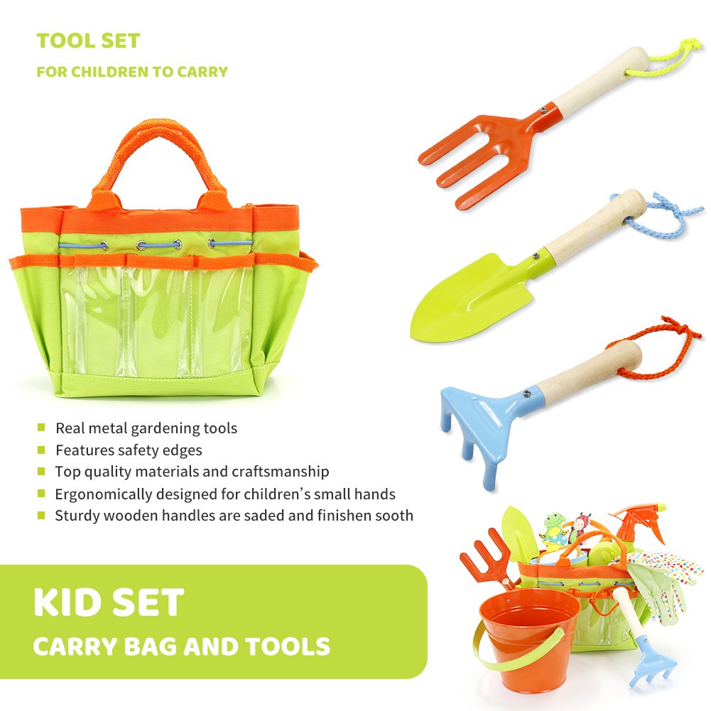 Kids Gardening Tools Set 12 PCS Toddler Gardening Outdoor Toys Gift for Age 3-8