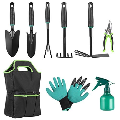 9 PCS Garden Tool Set Kids Gardening Tool Kit for Digging, Planting and