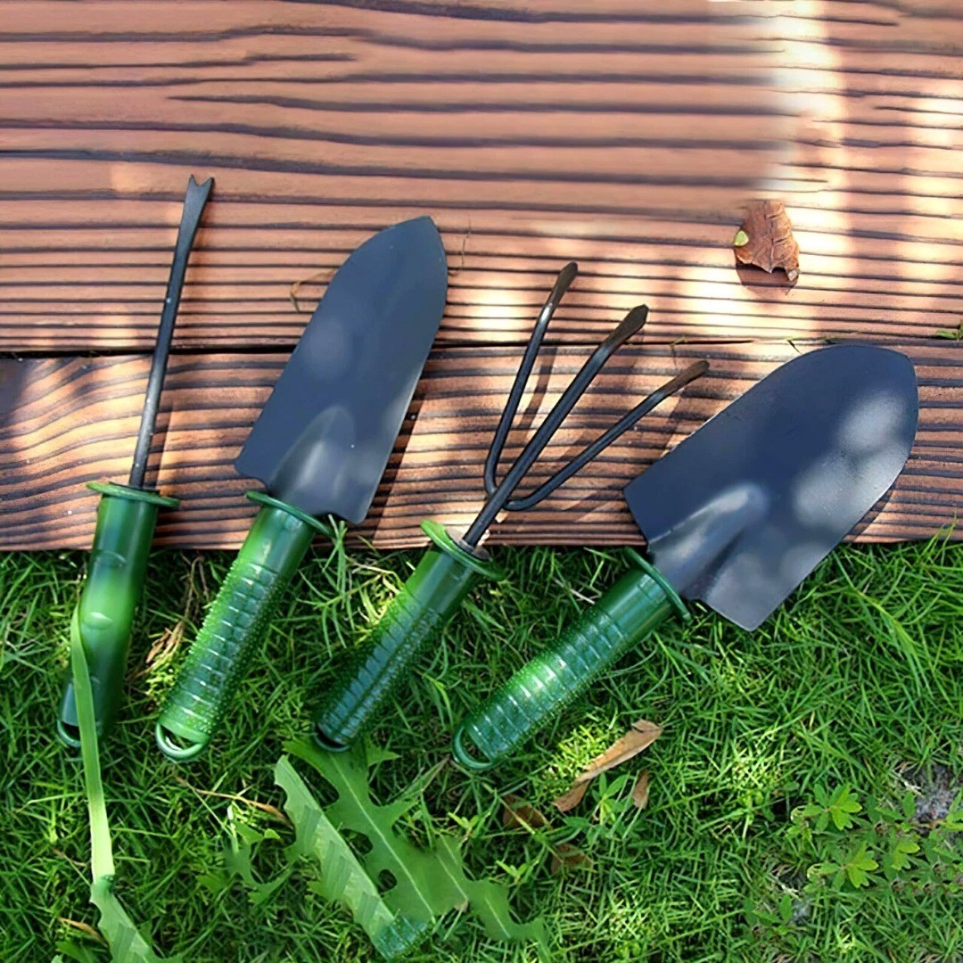 4pcs Garden Tools Set Trowel Rake Shovel Heavy Duty Metal Outdoor Ergonomic Kit