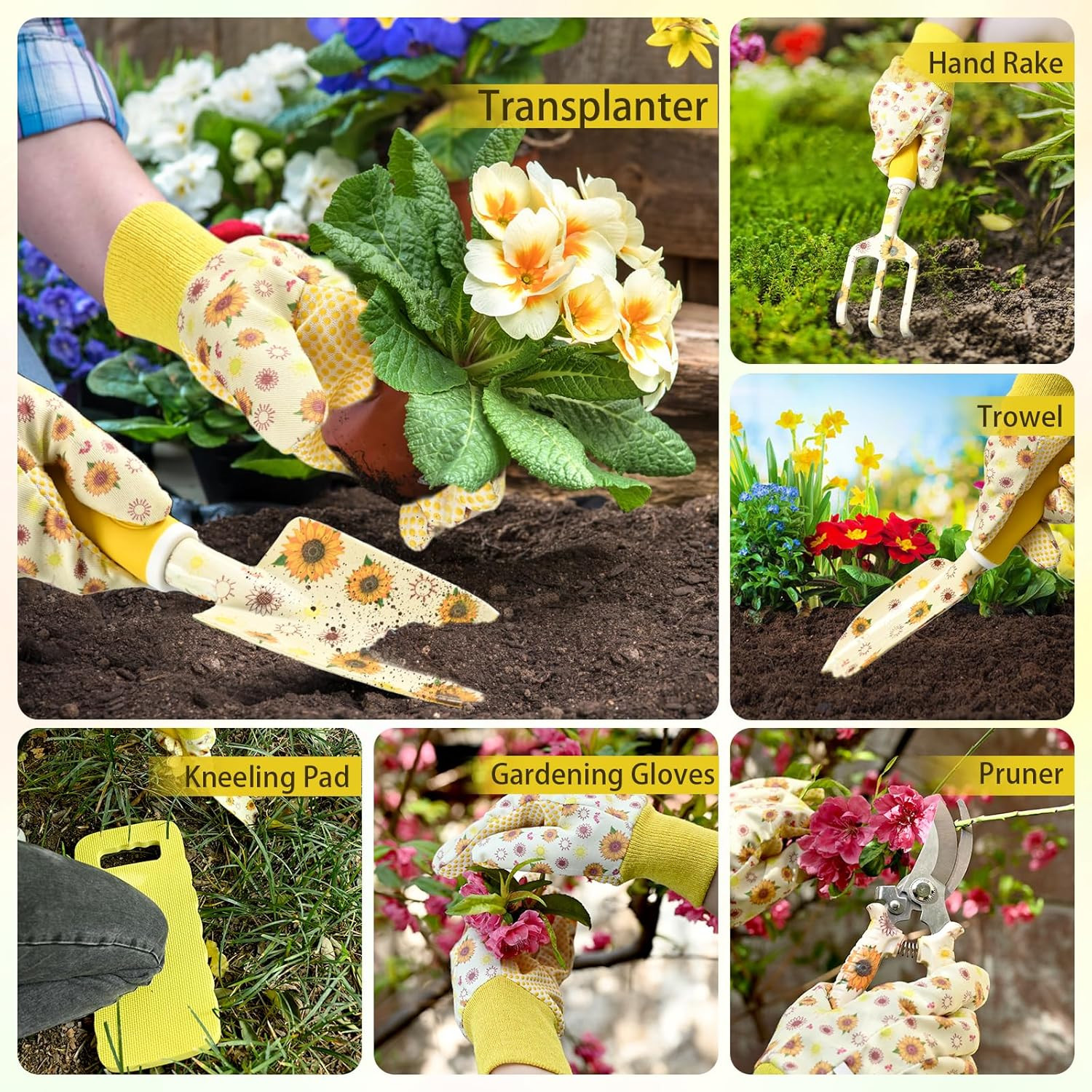 Gardening Gifts for Women, Gardening Tools for Women, 9 PCS Sunflower Garden Too