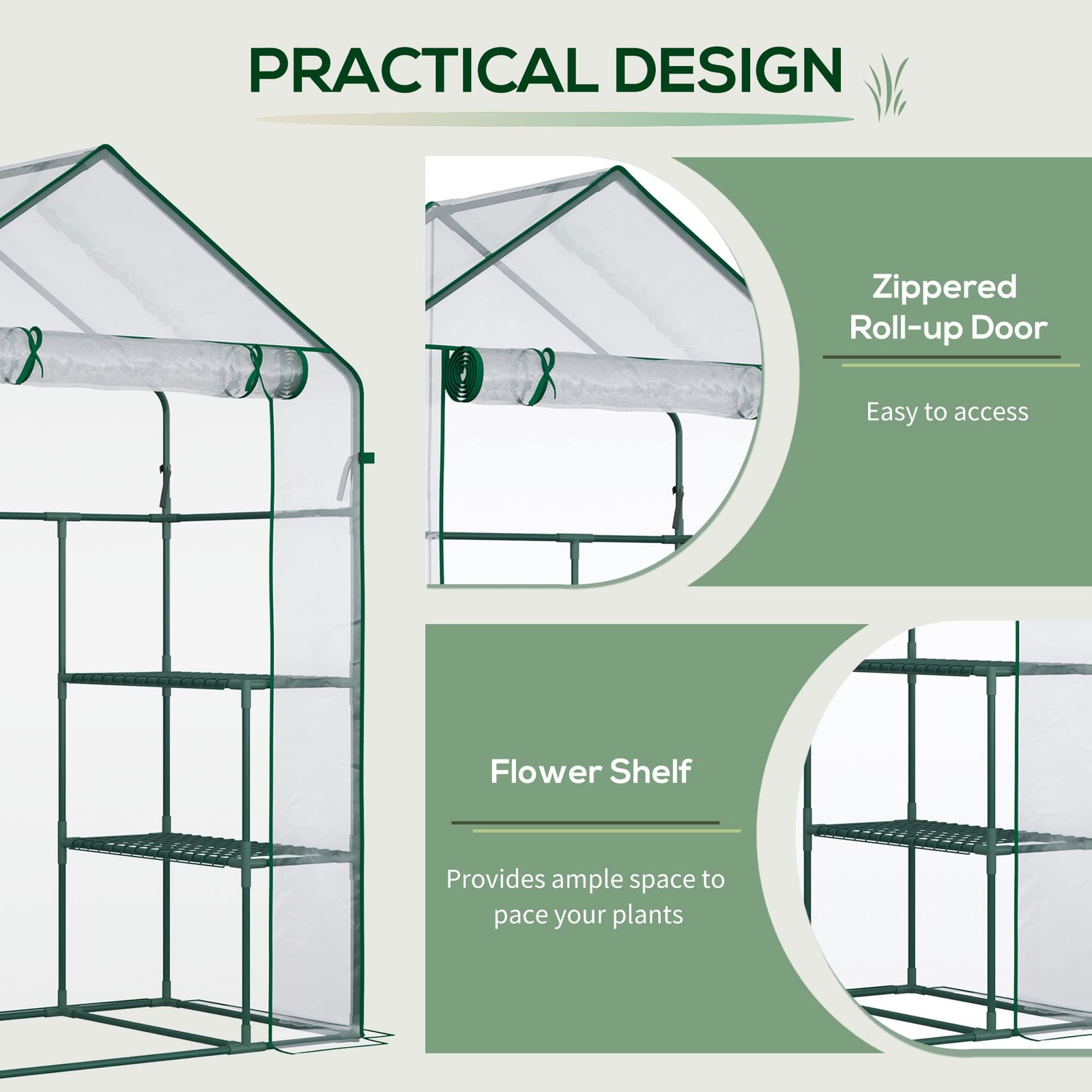 Outsunny 5 X 2.5 X 6.5 Mini Walk-In Kit Portable Green House 3 Tier Shelves