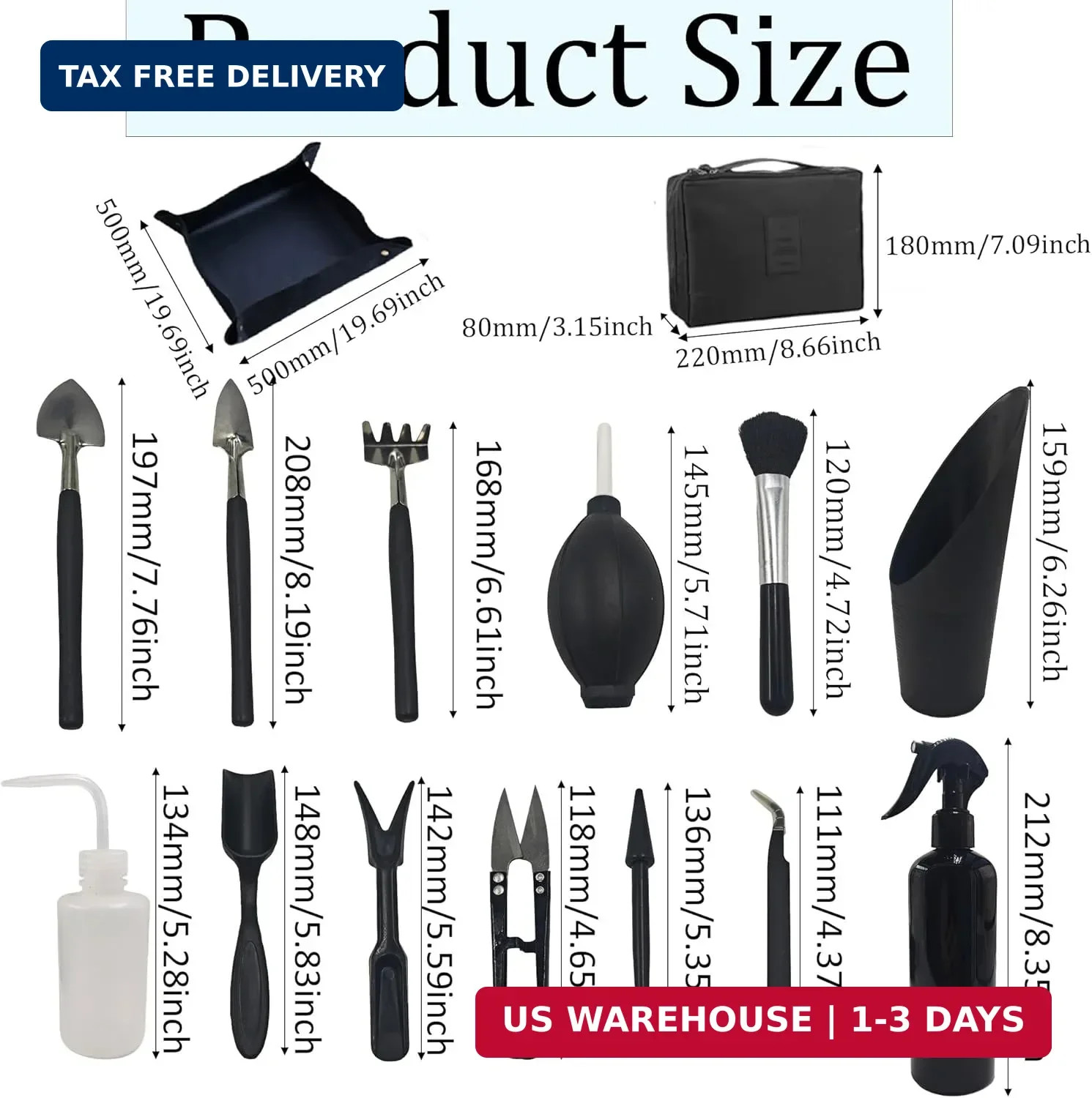15Pcs Succulent Tools Kit with Organizer Bag Plant Repotting Mat Mini Garden Tra