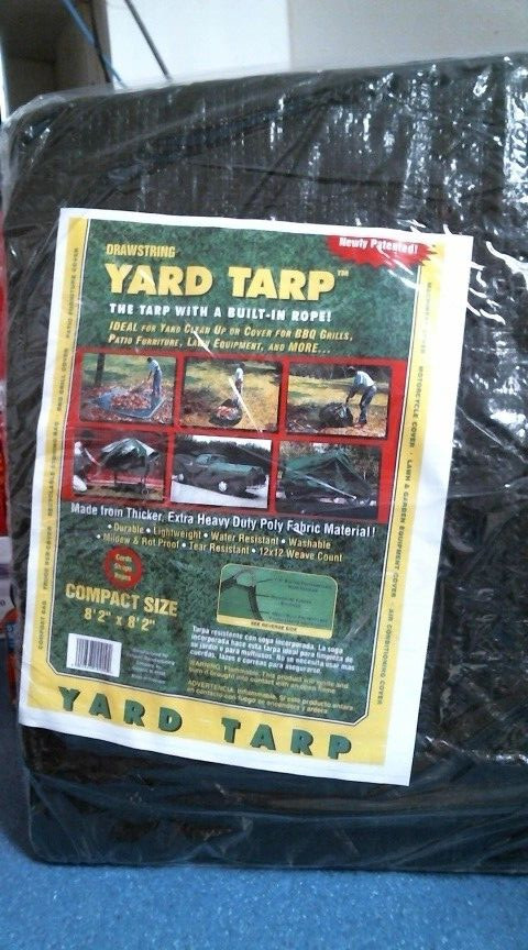 Gosport 8’2″ x 8’2″ Drawstring Yard Tarp w/ Built-In Rope, Black, FREE SHIPPING