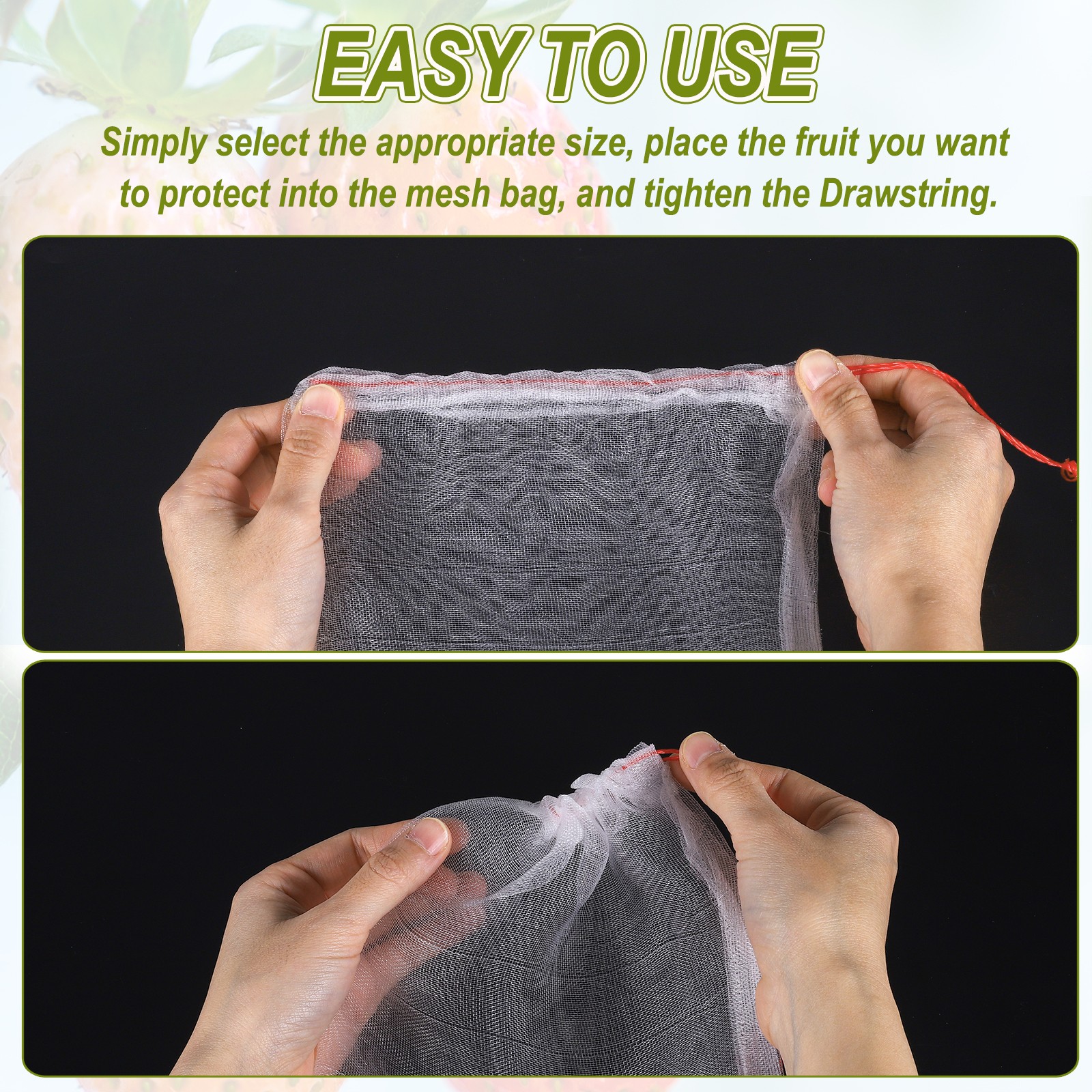 10Pcs Mesh Net, Netting Bags 17.7×11.8 inch 40D Garden Mesh Netting White