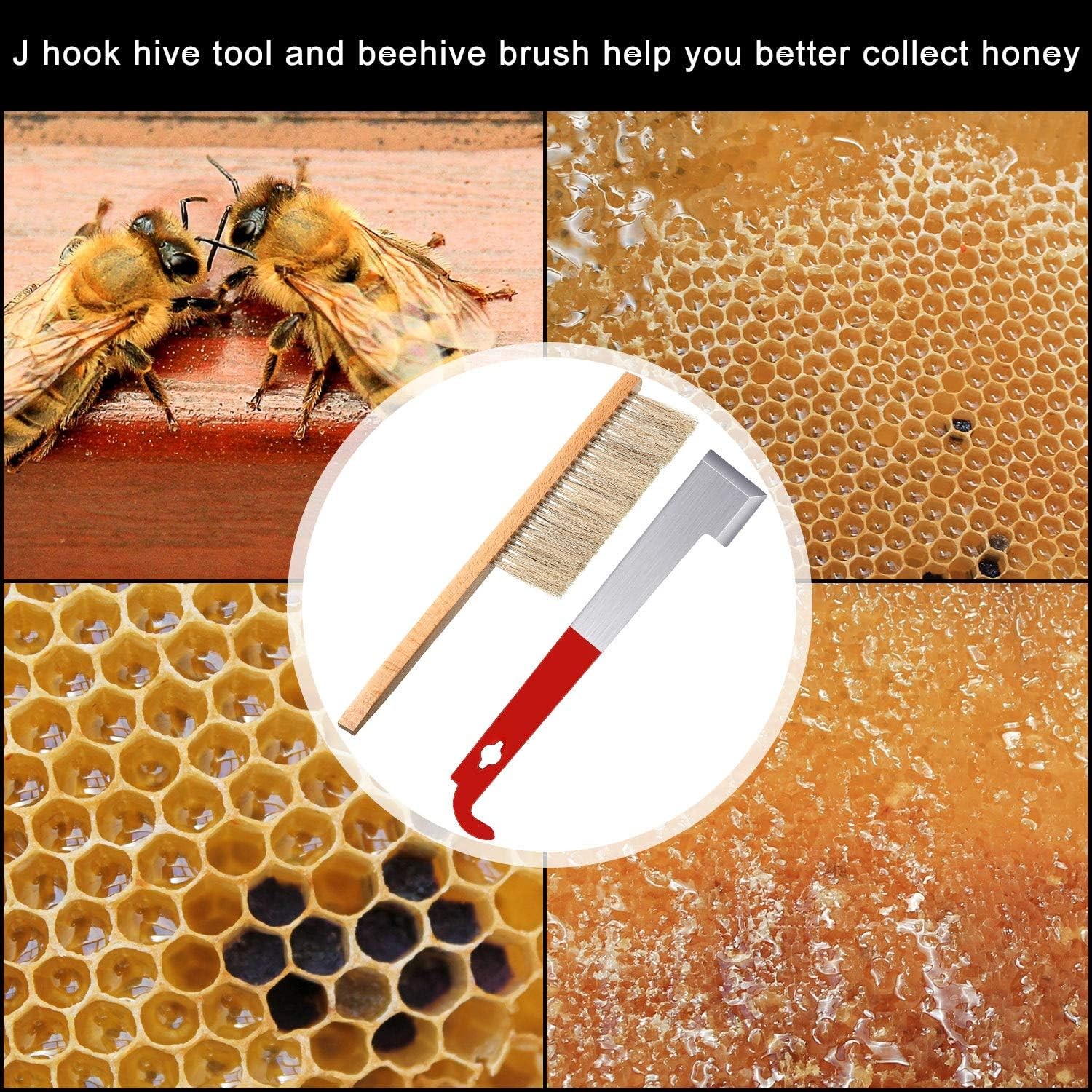 Mudder 3 Pcs Bee Hive Tools for Beekeeping, Stainless Steel J Hook and 2 Bee…