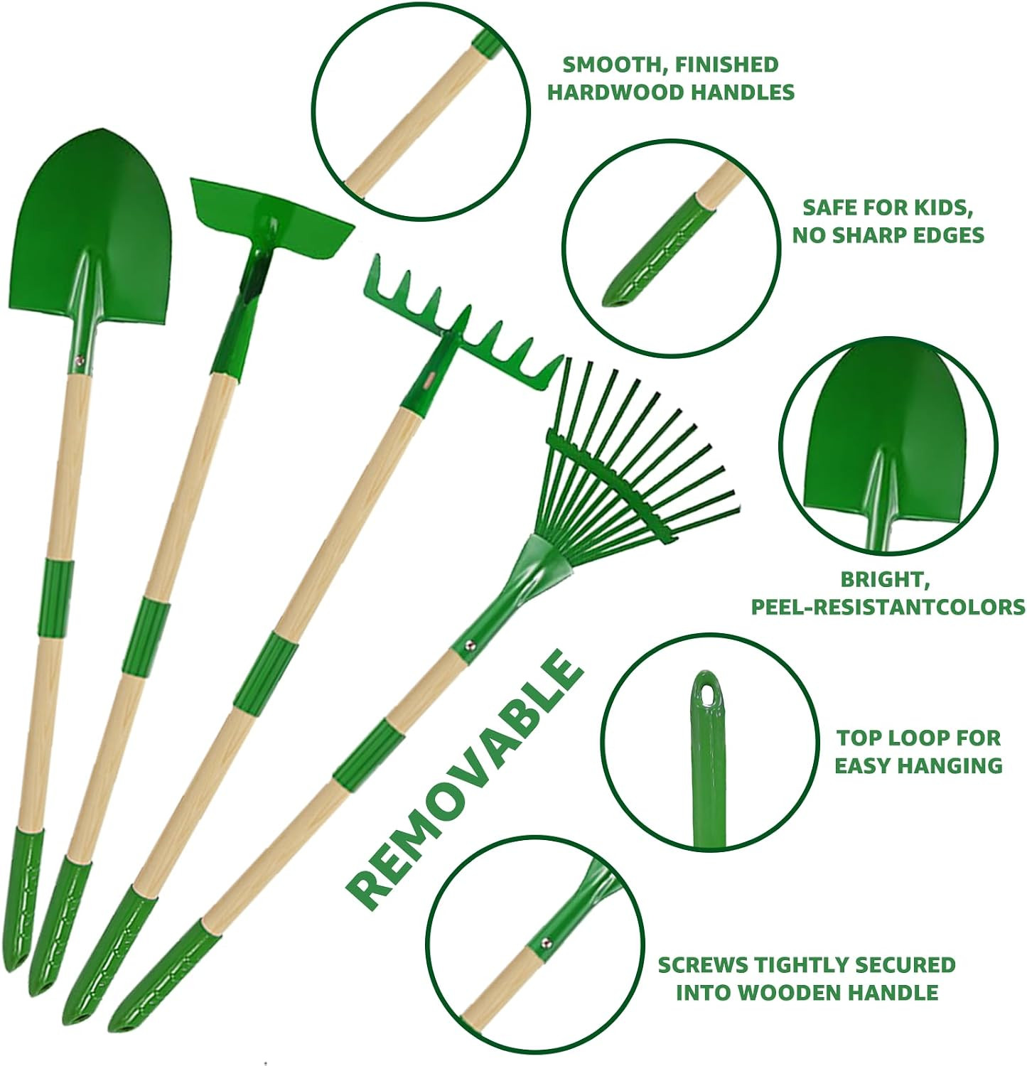 10Pcs Kids Gardening Tools Set – Wheelbarrow Toys with Shovel, Rake, Hoe and Lea
