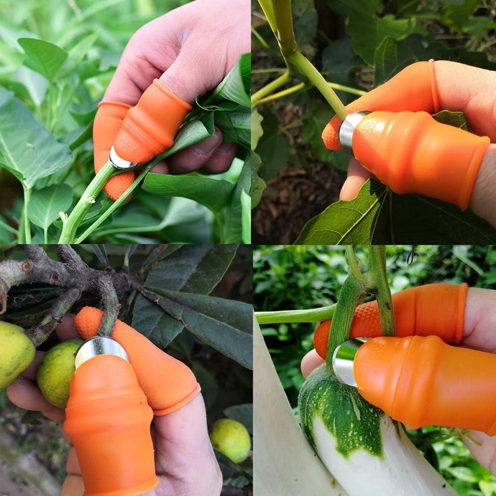 YBB 12 Pcs Gardening Silicone Thumb Knife – Finger Harvesting Tool Set for Fru