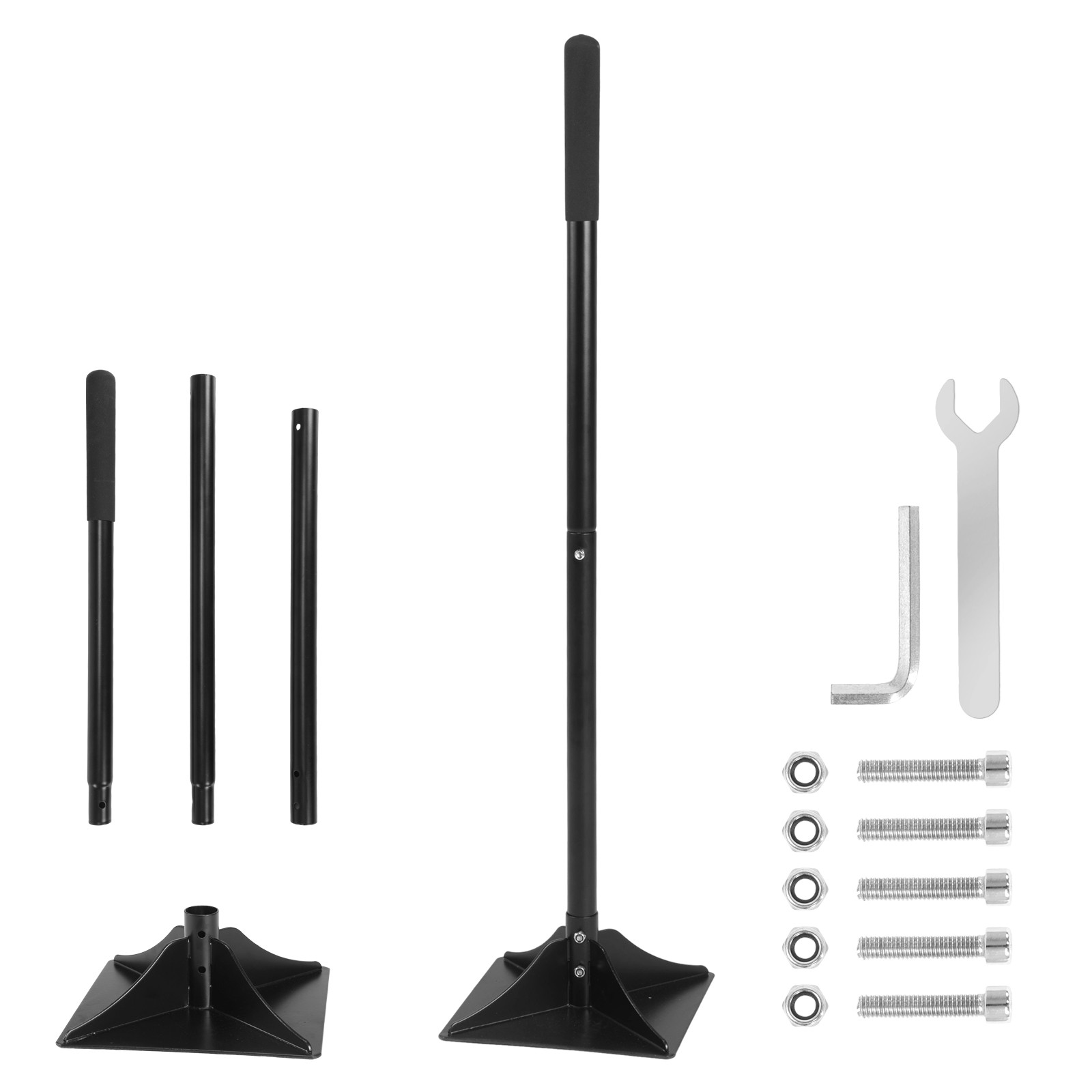 8x8in Detachable Steel Garden Tamper with Comfortable Rubber Grip Manual Garden