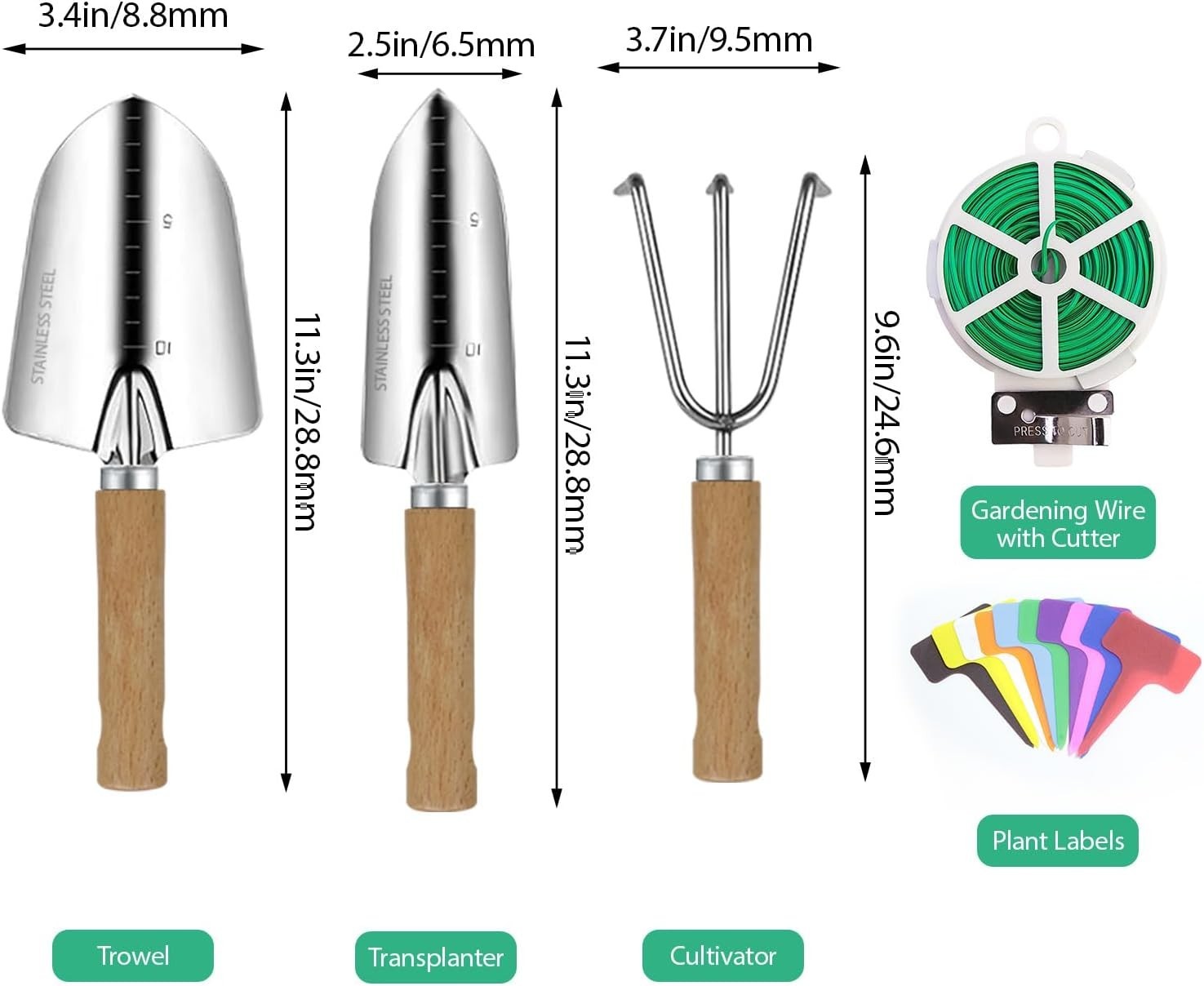 Garden Tool Set, 3Pcs Stainless Steel Heavy Duty Gardening Kit Including Trow…