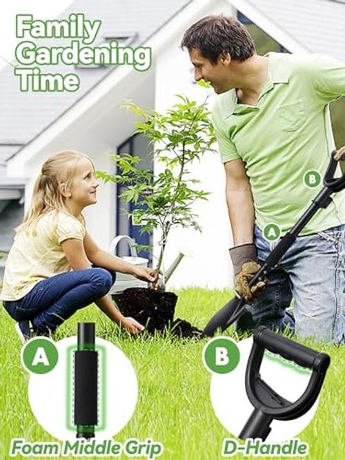 Shovel, Garden Shovels for Digging Gardening Heavy Duty, 31 inch Small Black