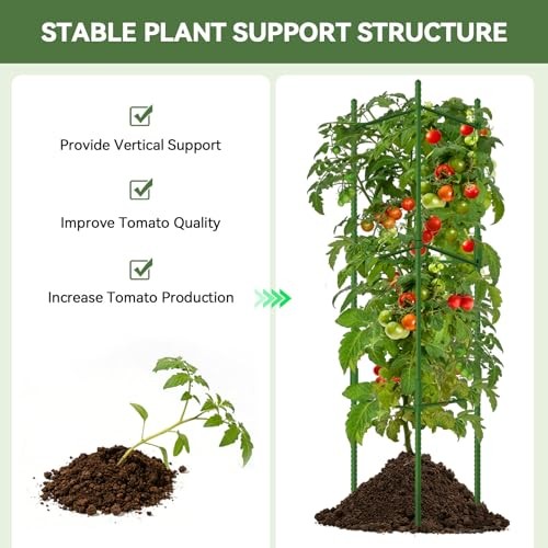 2 Pack Tomato Cages 48in Adjustable Garden Trellis Plant Support Stakes Set