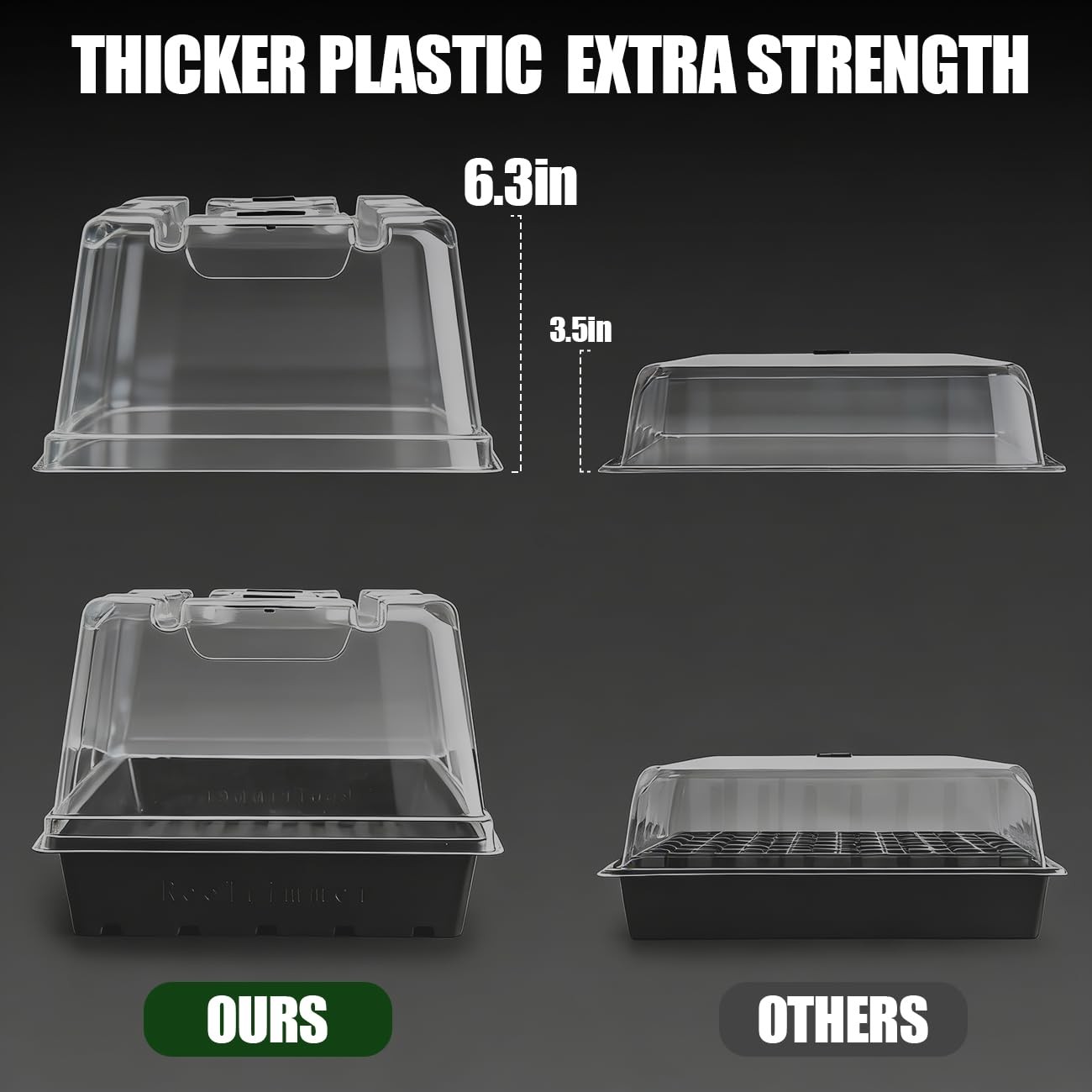 Rootrimmer 10 Pack 6.3 Tall Humidity Domes For 1020 Trays Extra Strength Seed