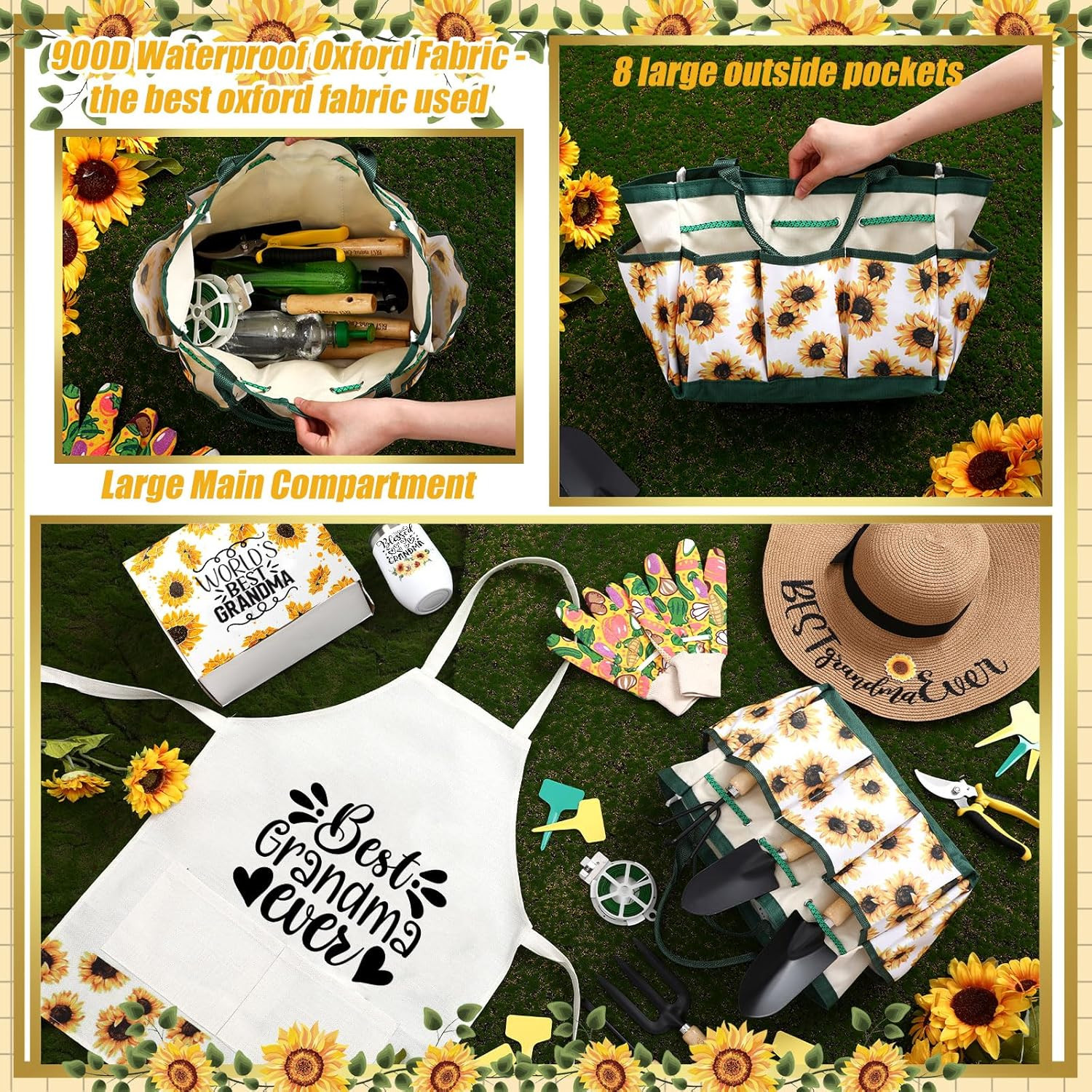 16 Pcs Mothers Day Garden Gift for Grandma Women Garden Tools Sunflower Birthday