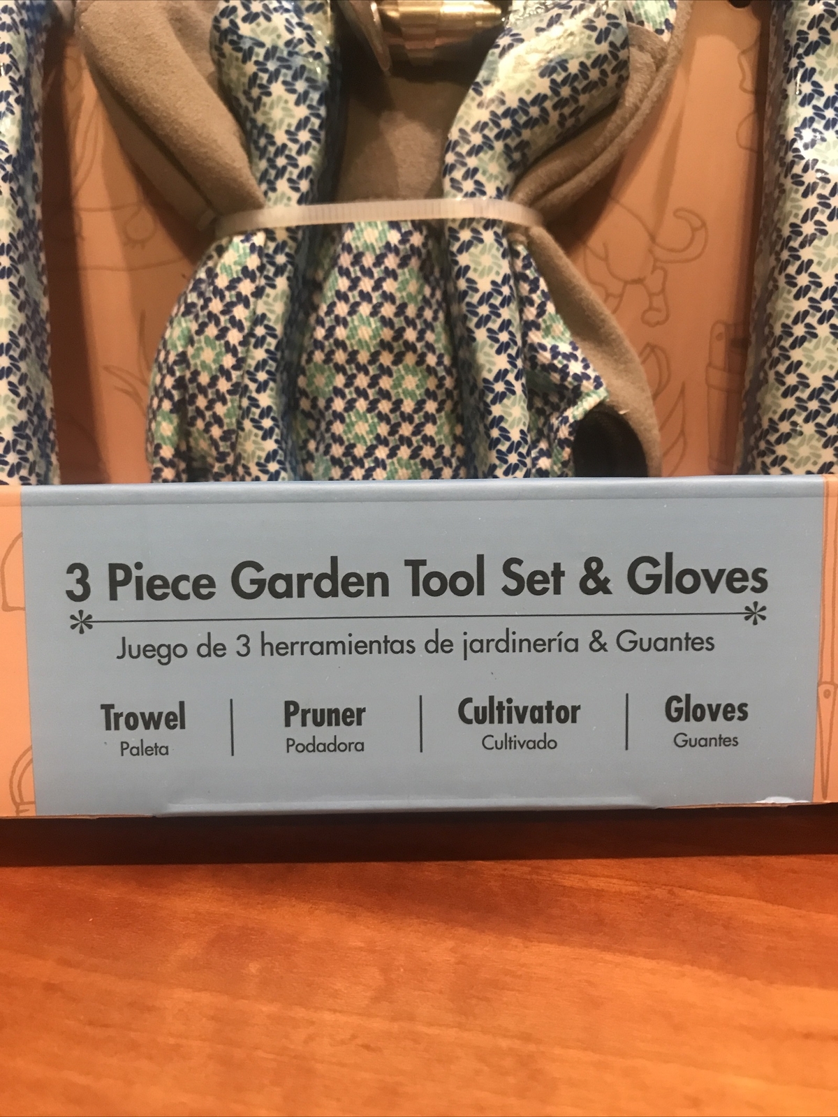 New In Box Heavy Duty 3PC Garden Tool Set Trowel Spade Pruning Sheers Blue White