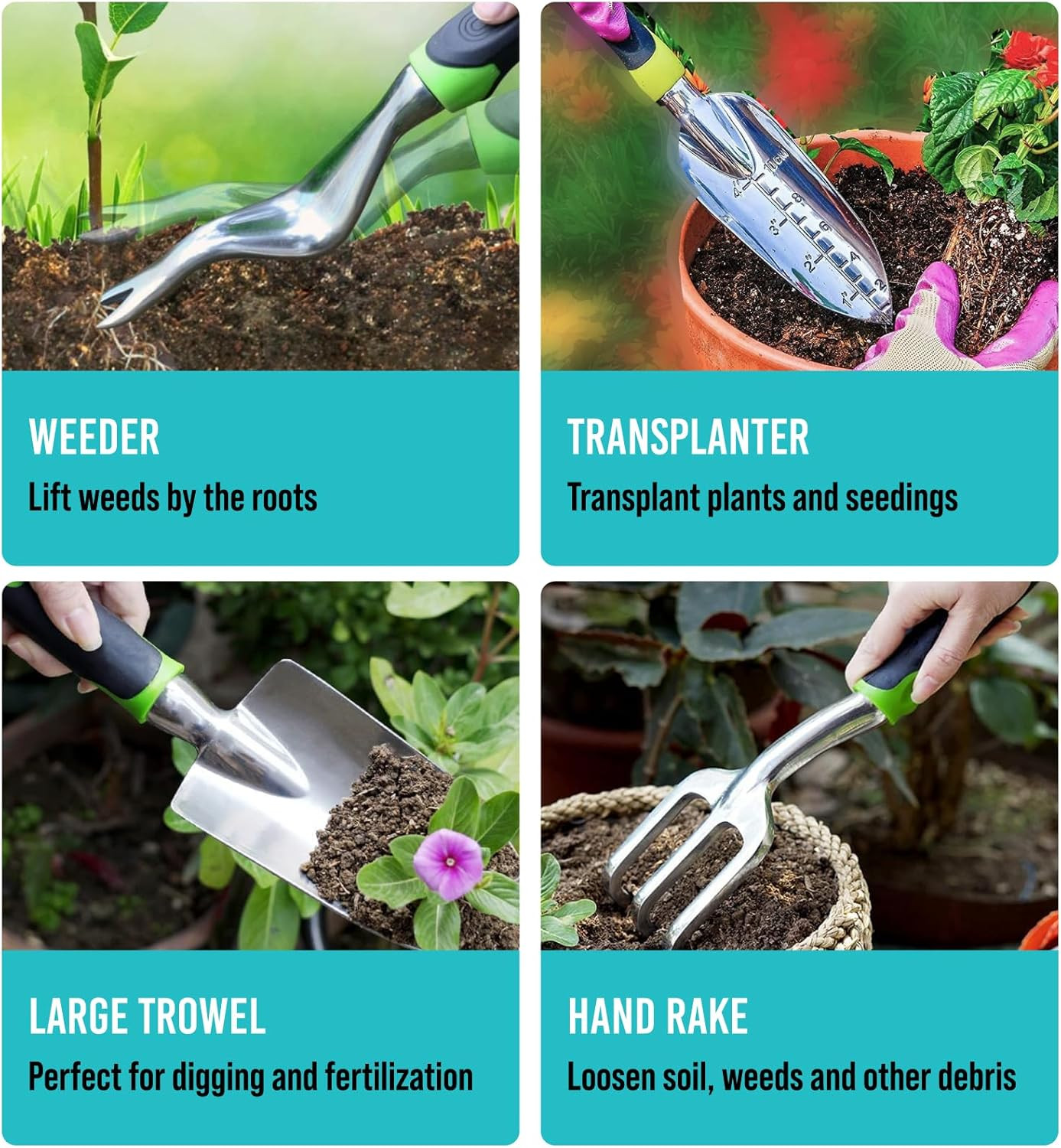 Heavy Duty Garden Tools 22 Pieces Floral Set – Rust Proof, Non-Slip, Durable Gar