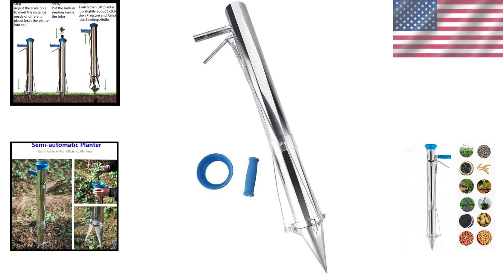 Advanced Manual Plant Transplanter with Padded Grip – Ideal for All Vegetables