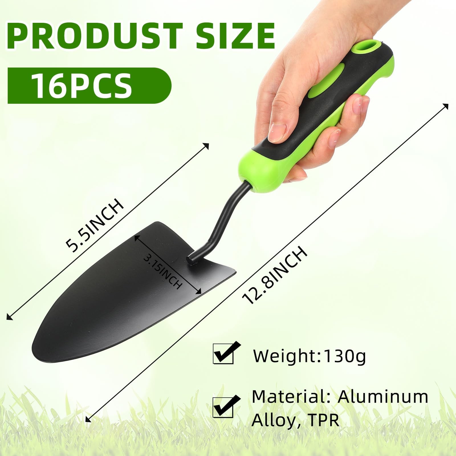 16 Pcs Garden Shovel Aluminum Alloy Heavy Duty Trowel Small Digging Shovels M…