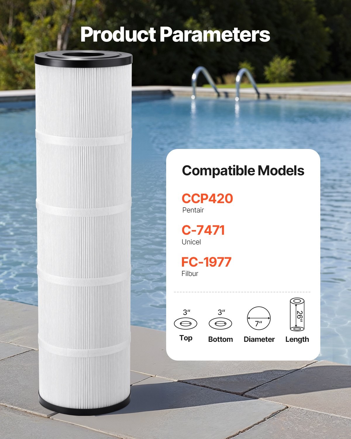 Pool Filter Cartridge, 4x 105 Sq. Ft, Spa Hot Tub Filter Cartridge Replacement,