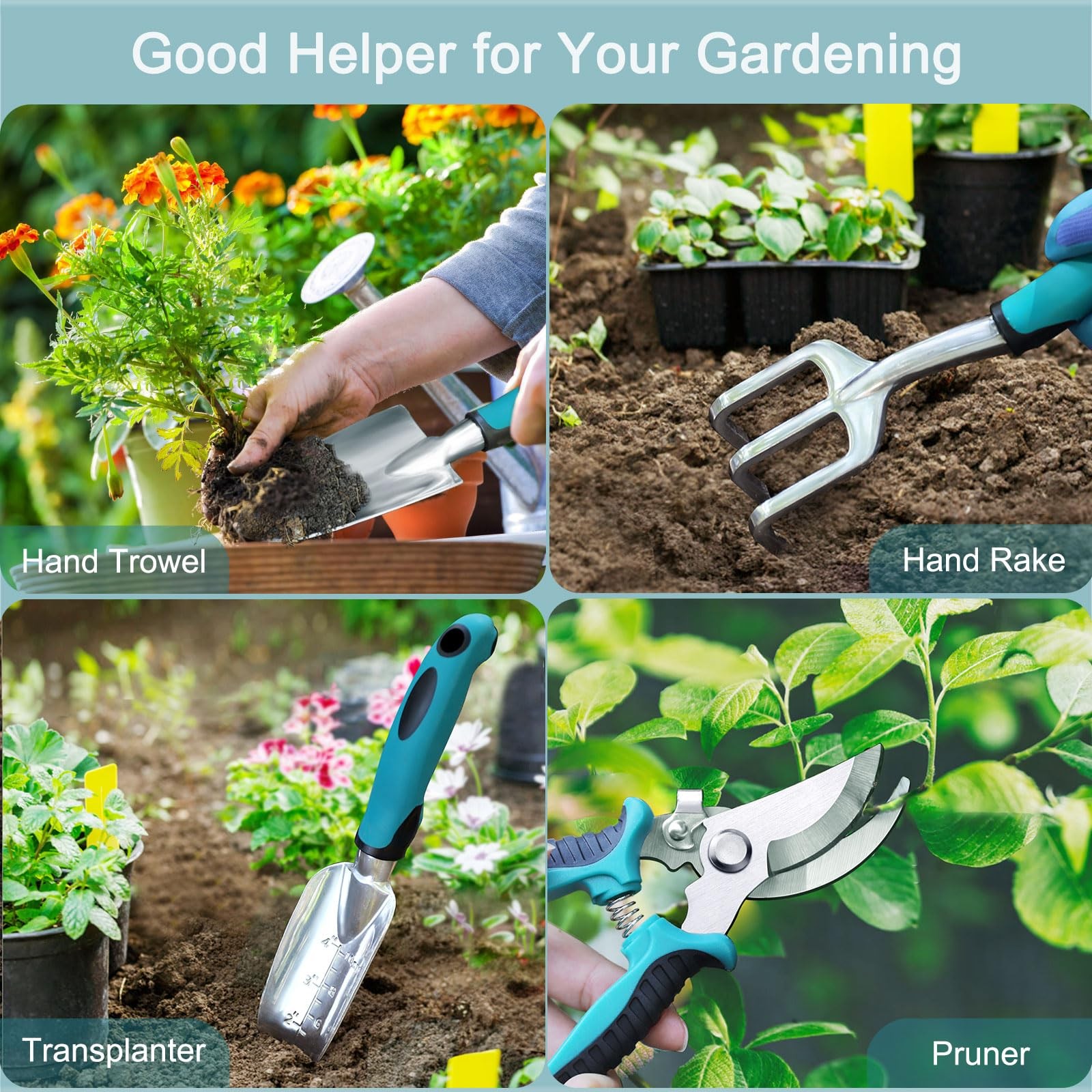 7-Piece Gardening Tools Set, Heavy Duty Garden Tools Kit with Garden Trowel, …