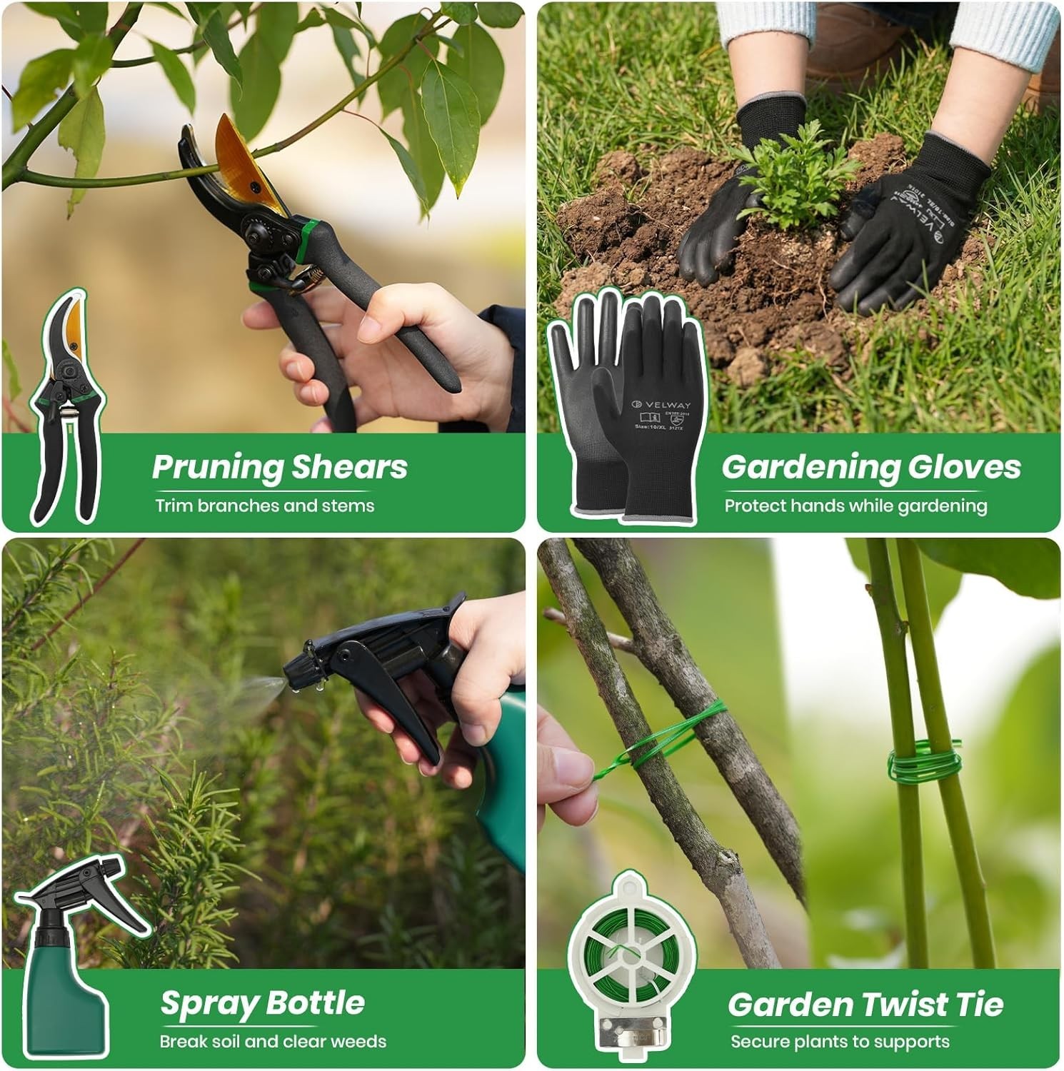 11-Piece Garden Tools Set – Stainless Steel, Non-Slip Handles & Tote