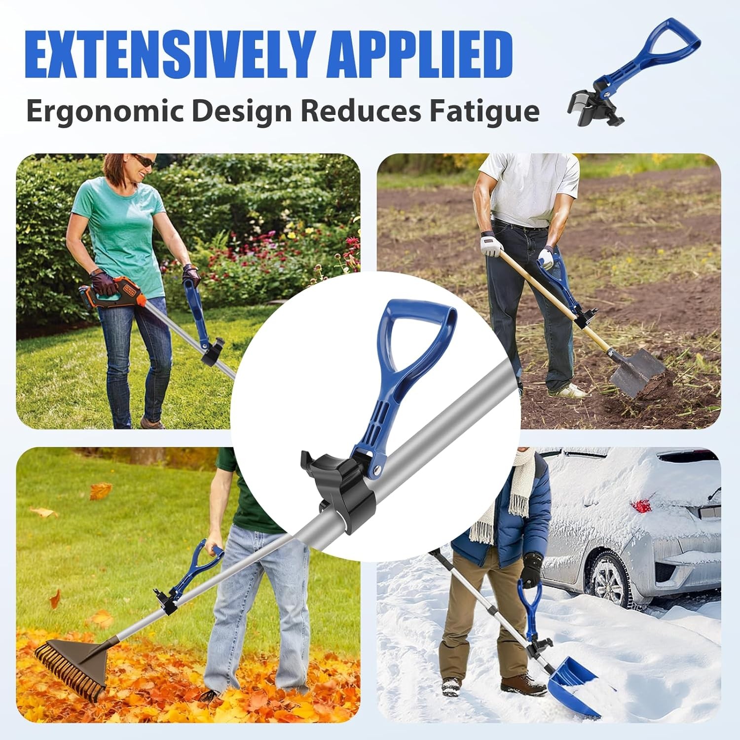 Upgraded Garden Shovel Handle Adjustable Back Saver Attachment Gardening Yard