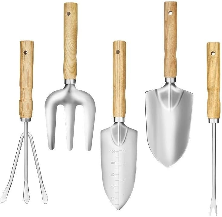 Garden Tool Set- 5PCS Stainless Steel Gardening Tool Sets Home Shovel Planting