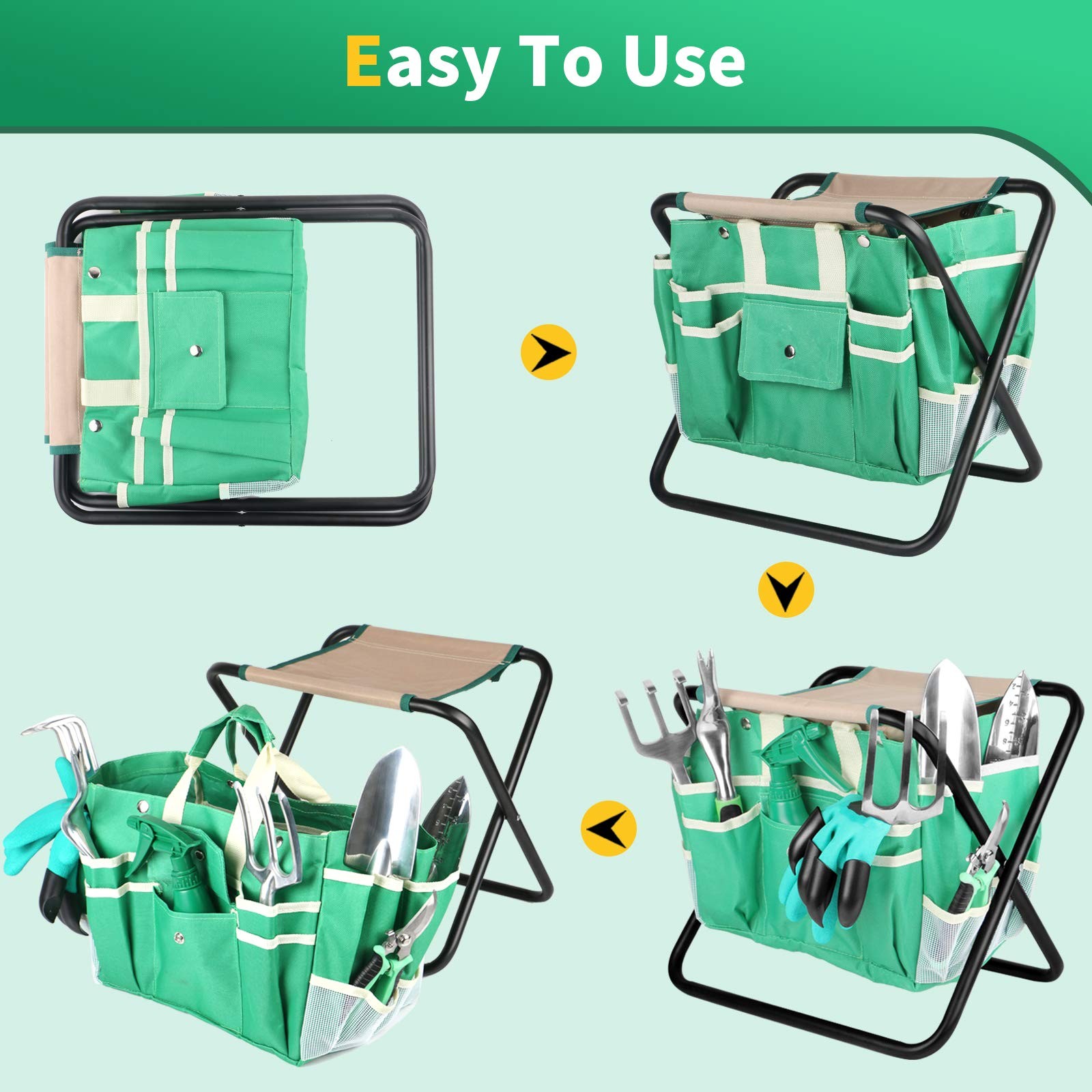 9 PCS All-in-Garden Tools Set, Heavy-Duty Cast-Aluminum Gardening Kit with Fo…
