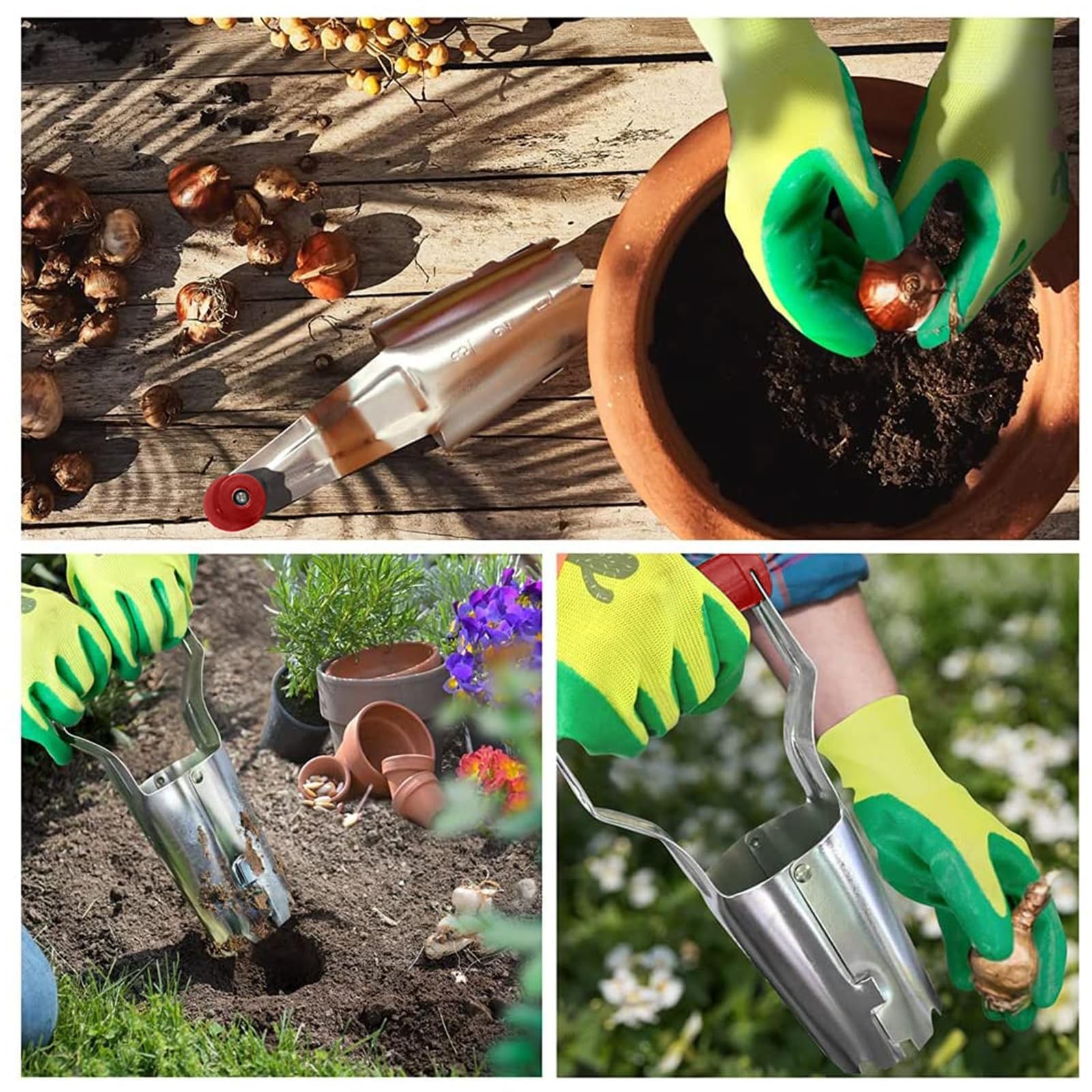 Bulb Planter with Depth Markers – Automatic Soil Releasing for Tulips & Daffo…