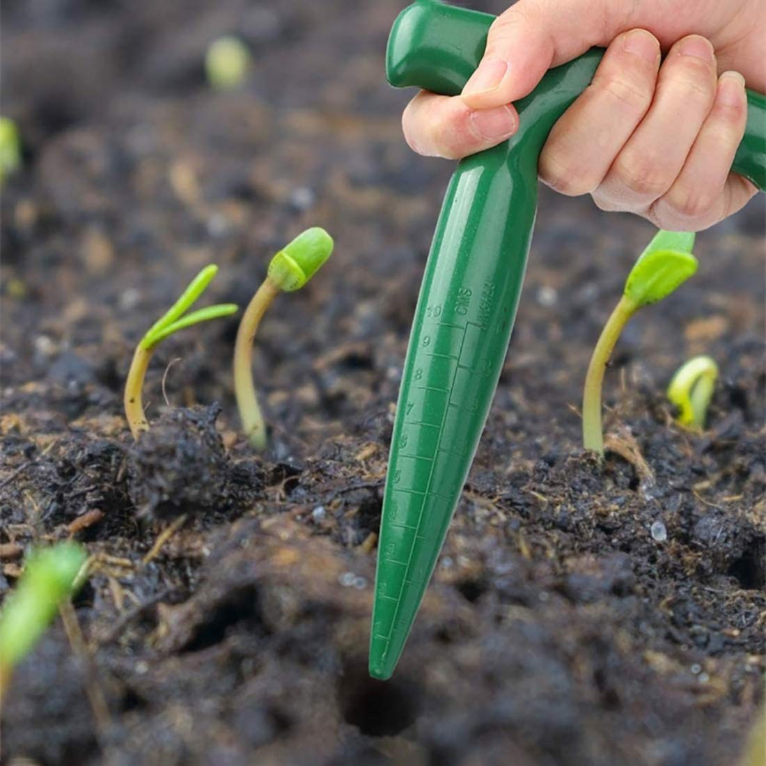 cozyou 4 Pack Adjustable Hand Hold Sowing Seeds Dispenser, Seedlings Green