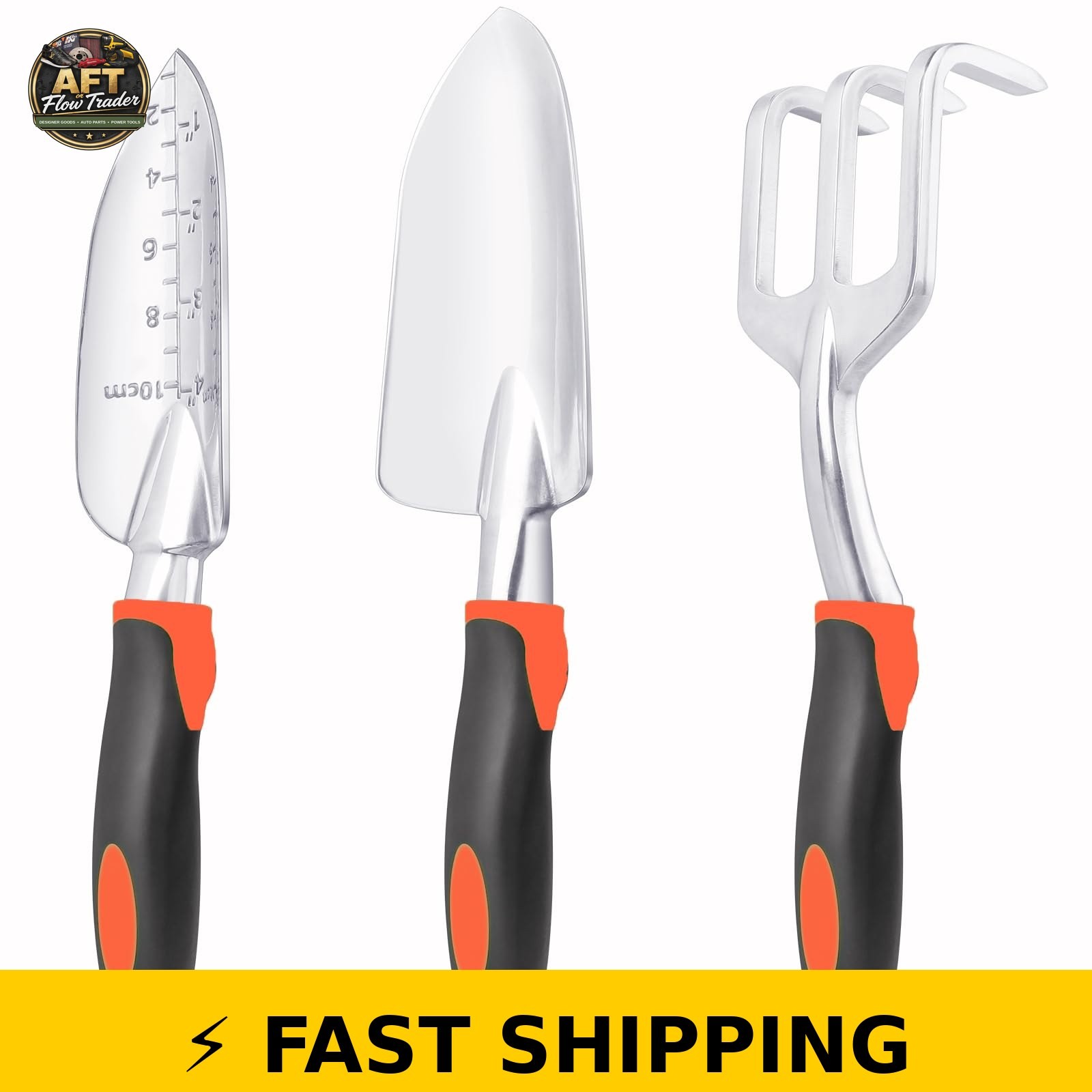 MECHEER 3 Pack Heavy Duty Gardening Tools Set – Aluminum Alloy – Orange
