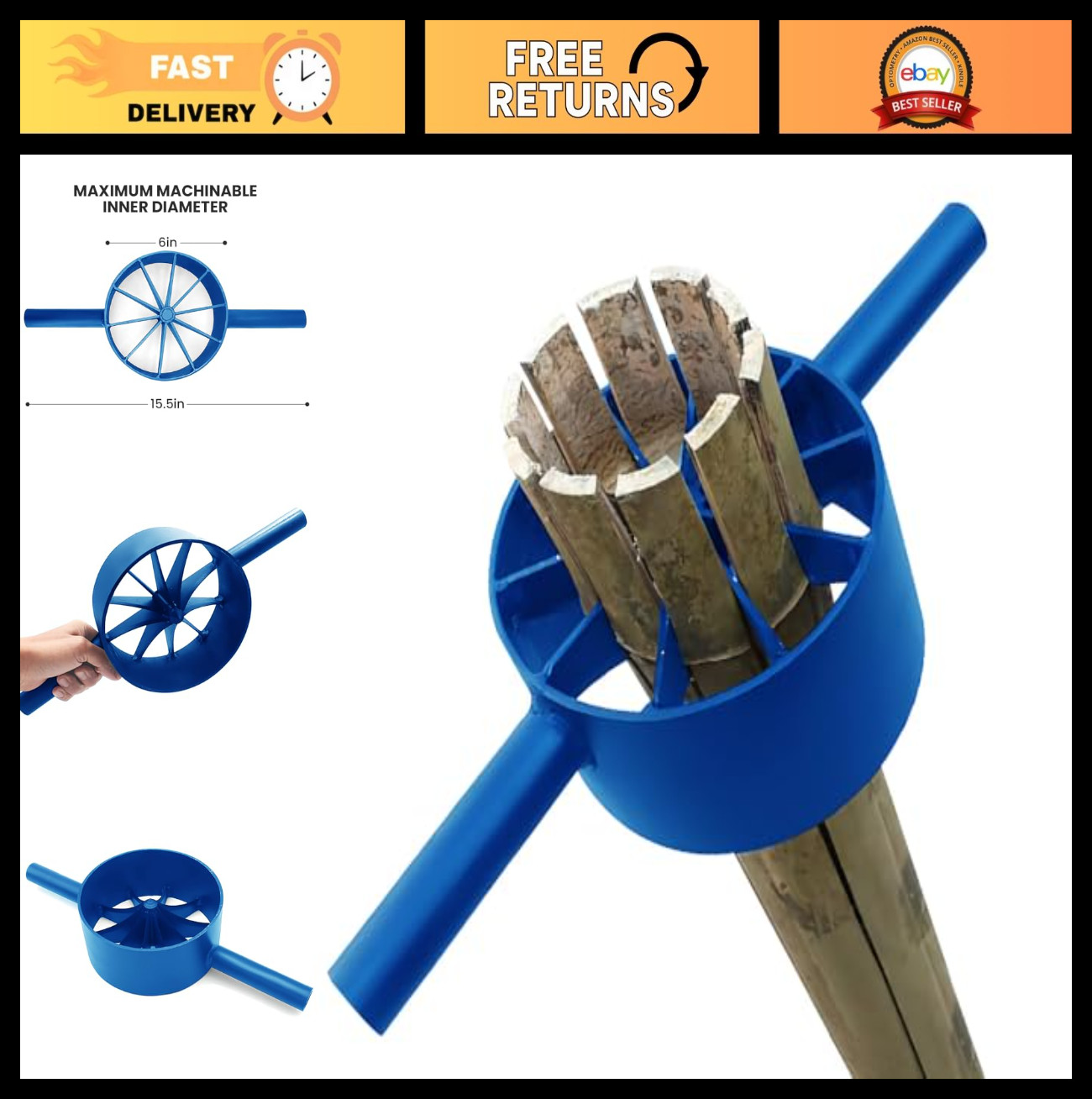 Manual Bamboo Splitter Tool – 6″ Steel Cutter for Easy Dividing (2-16 Cuts)