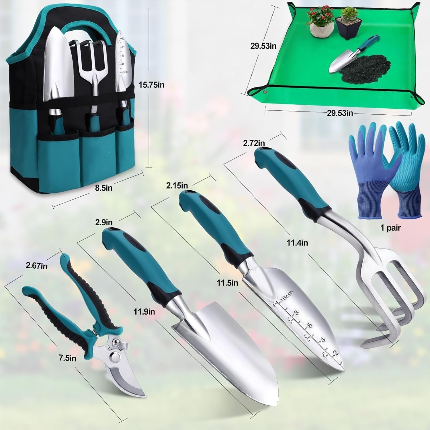 Herramientas de jardinería de 7 piezas, herramientas manuales de jardinería NEW