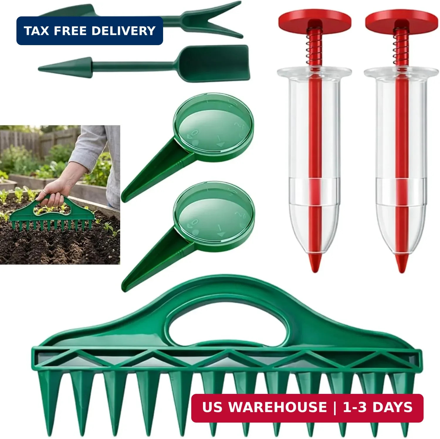 7-Piece 10inch Seed Spacing Set, Seed Planter Tool, Handheld Gardening Tool with