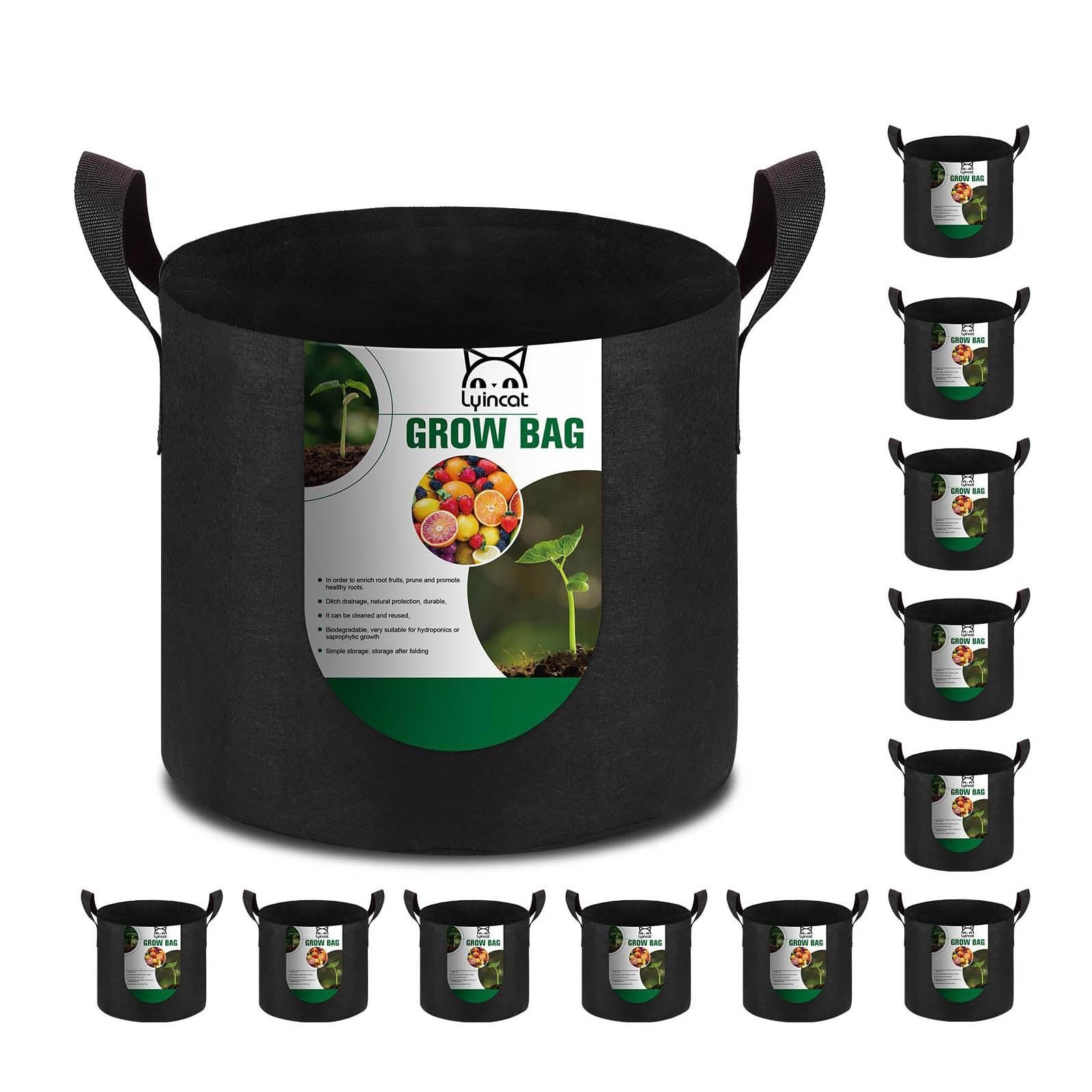 12-Pack 10 Gallon Grow Bags Heavy Duty Thickened Nonwoven Fabric Pots with Du…