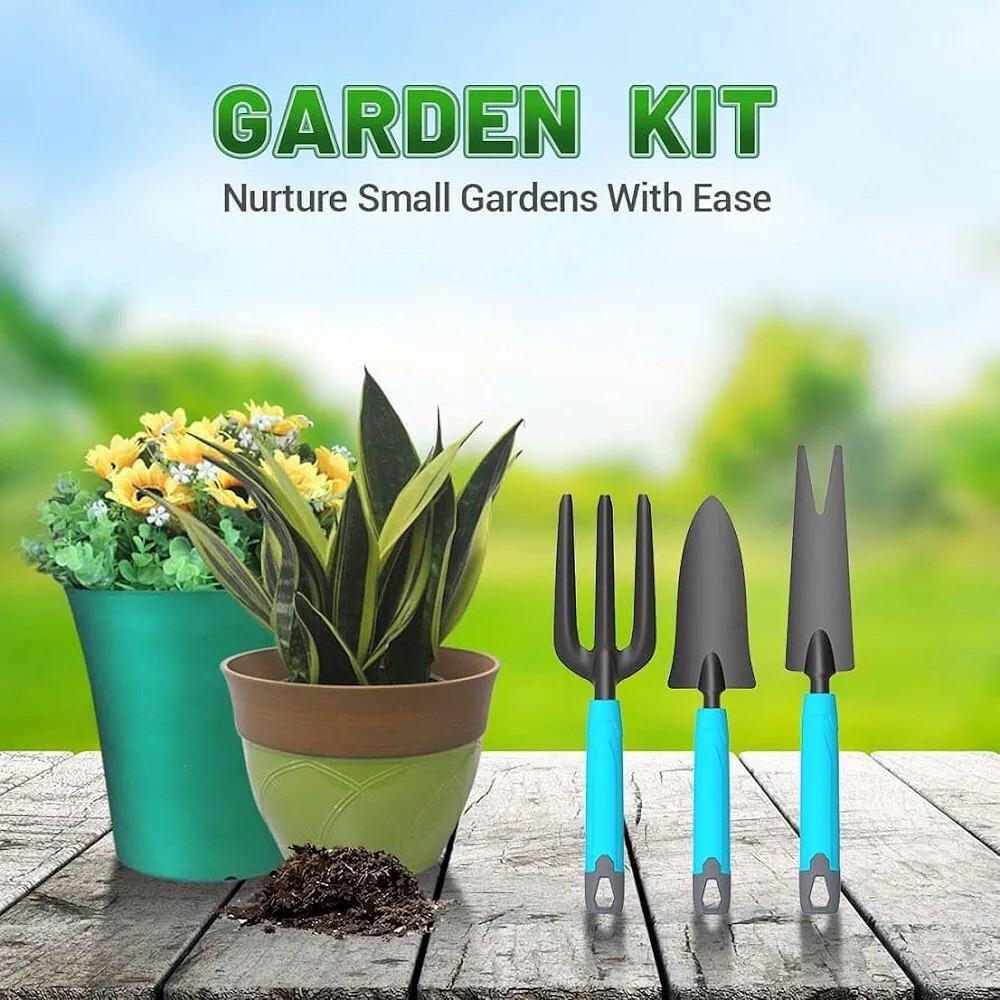 Essential Garden Tool Set – 7 Piece – Stainless Steel Heavy Duty Gardening…