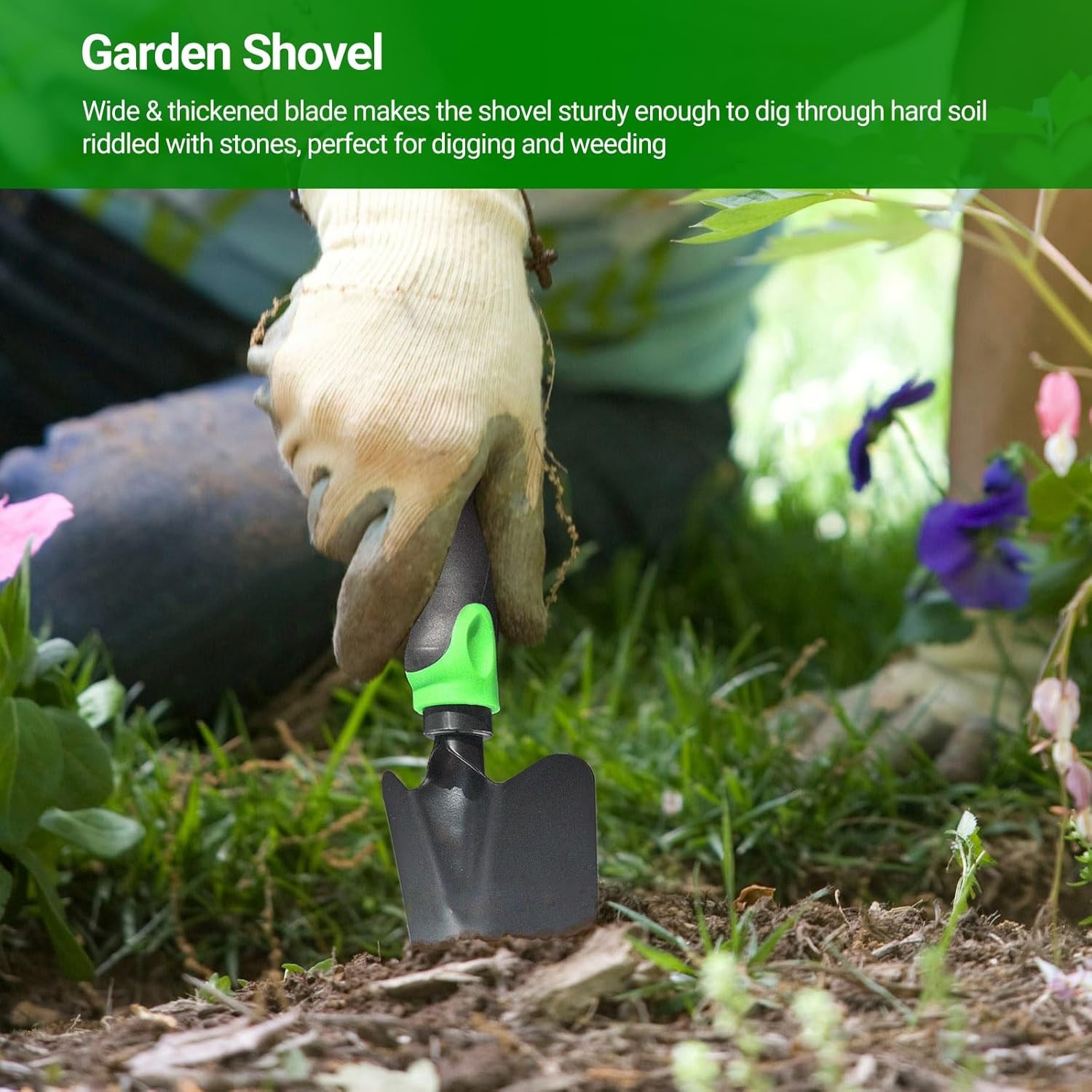 Garden Tools Set, 3 Pack Heavy Duty Gardening Kit Including Garden Shovel, Trans