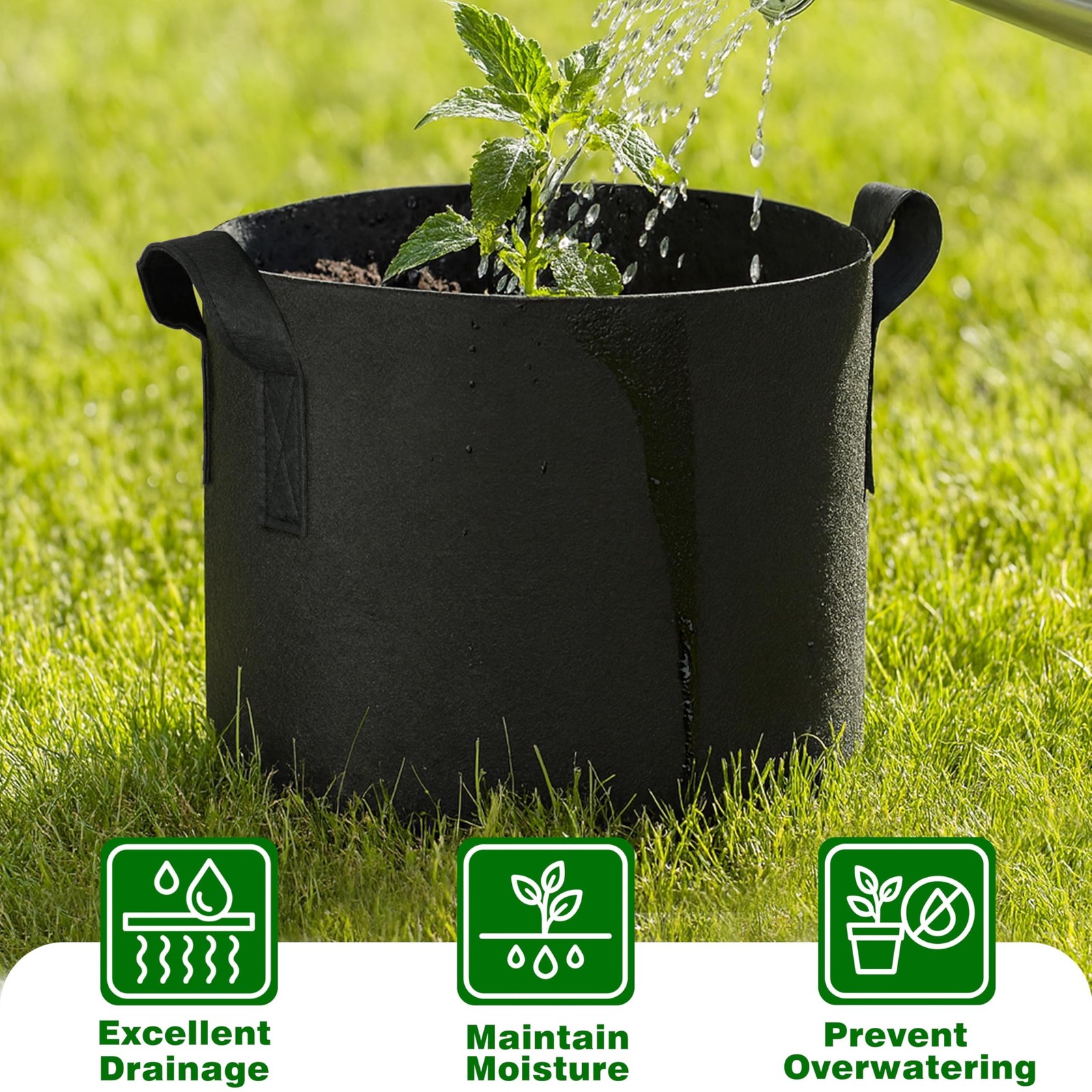 12-Pack 15 Gallon Grow Bags, Heavy Duty Fabric Pots with Handles, Reusable Pl…