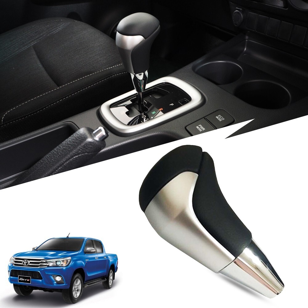 BLACK SILVER AUTOMATIC GEAR KNOB FIT FOR ALL TOYOTA HILUX VIGO REVO 2005-ON