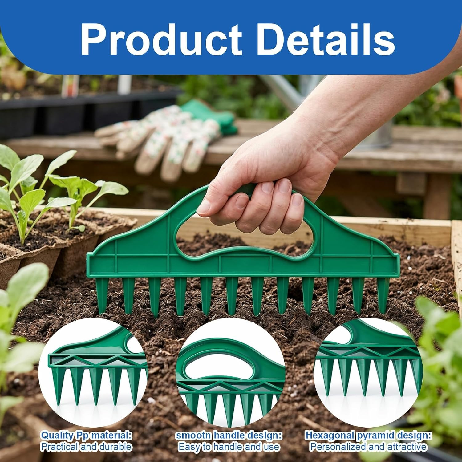 7-Piece 10Inch Seed Spacing Set, Seed Planter Tool, Handheld Gardening Tool with